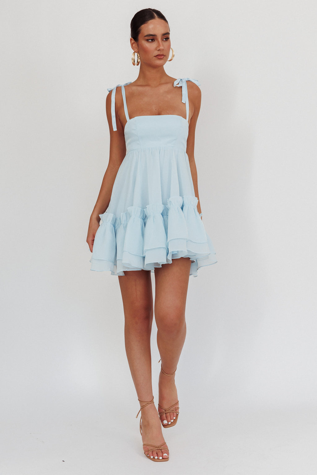 Dream Chaser Frill Hem Babydoll Dress Blue by Selfie Leslie Australia