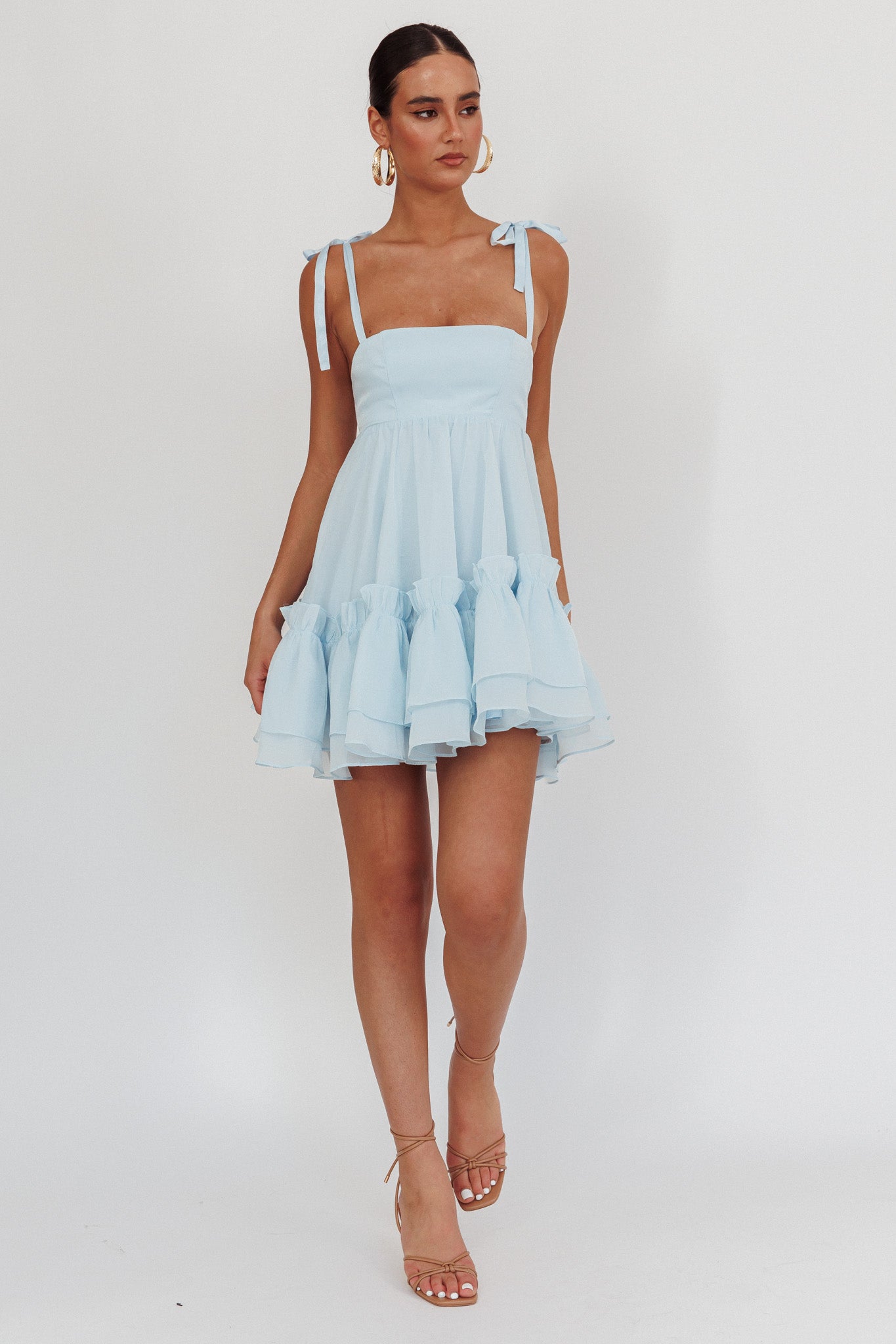Dream Chaser Frill Hem Babydoll Dress Blue by Selfie Leslie Australia