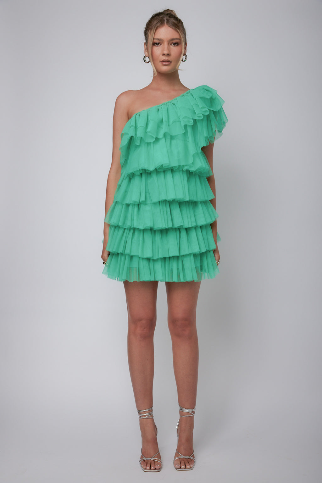 Tomi Layered Frill One-Shoulder Mini Dress Spearmint by Selfie Leslie Australia