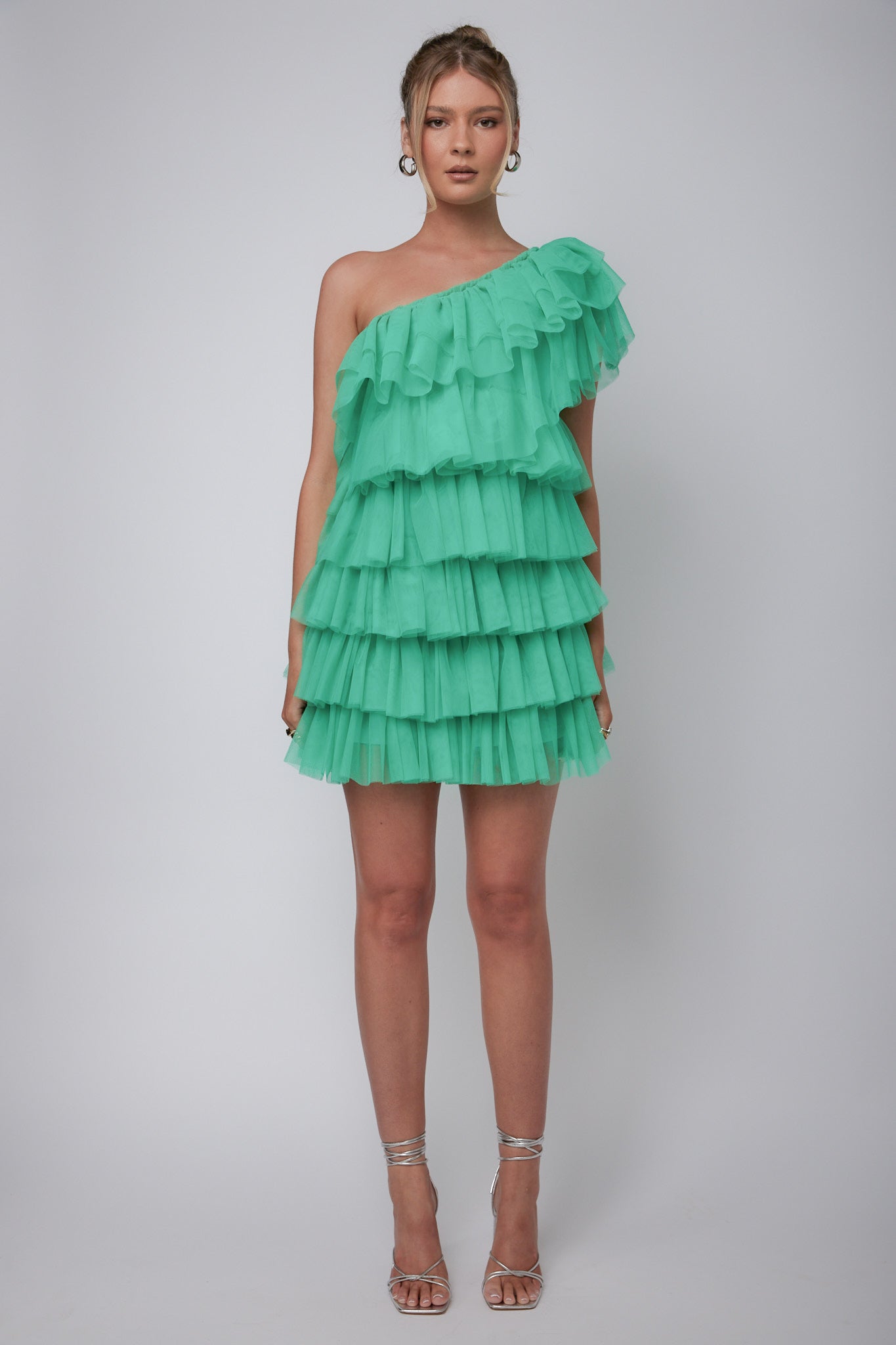 Tomi Layered Frill One-Shoulder Mini Dress Spearmint by Selfie Leslie Australia