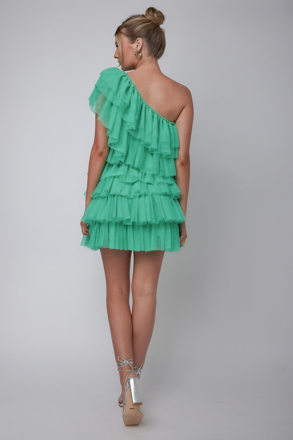 Tomi Layered Frill One-Shoulder Mini Dress Spearmint by Selfie Leslie Australia