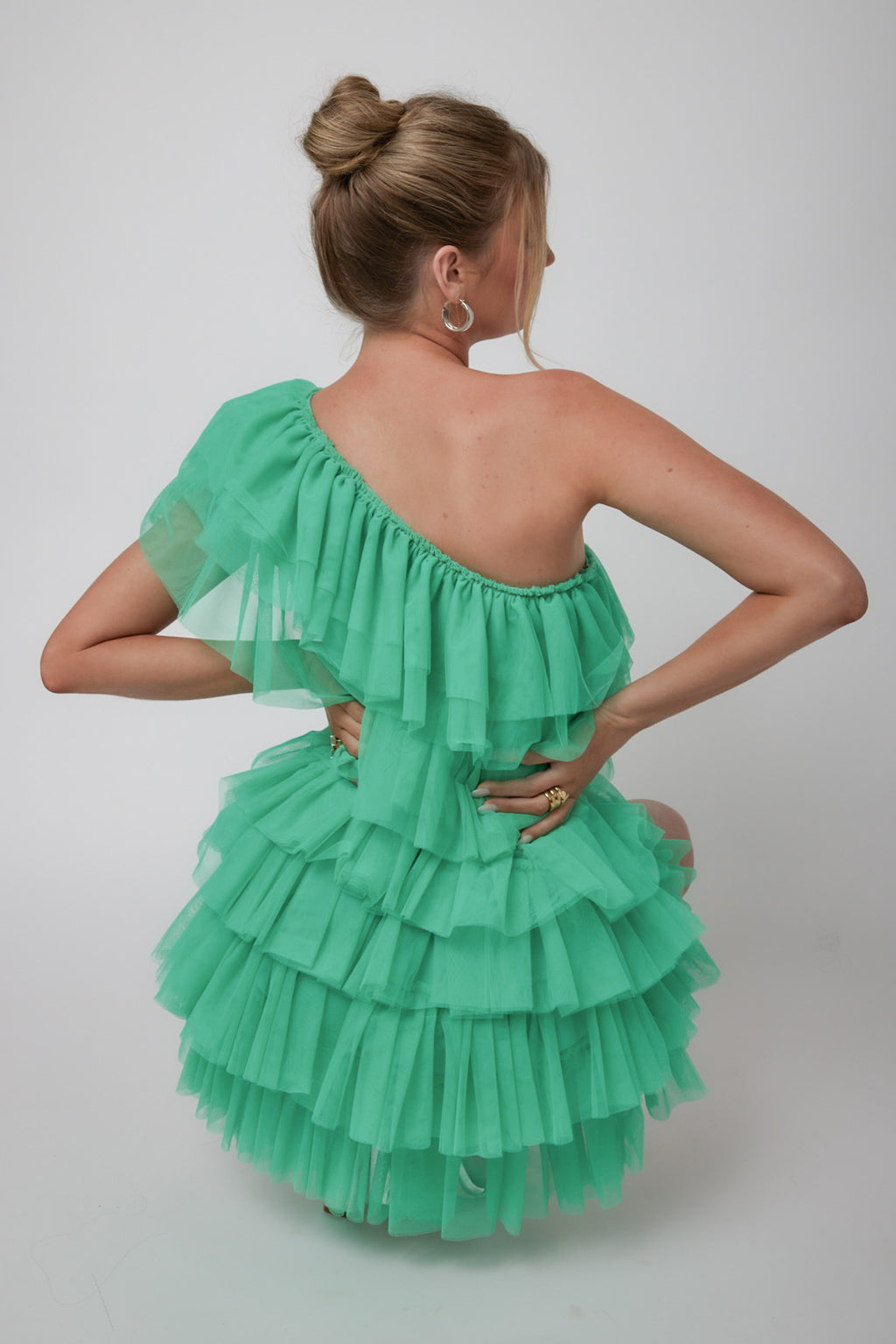 Tomi Layered Frill One-Shoulder Mini Dress Spearmint by Selfie Leslie Australia