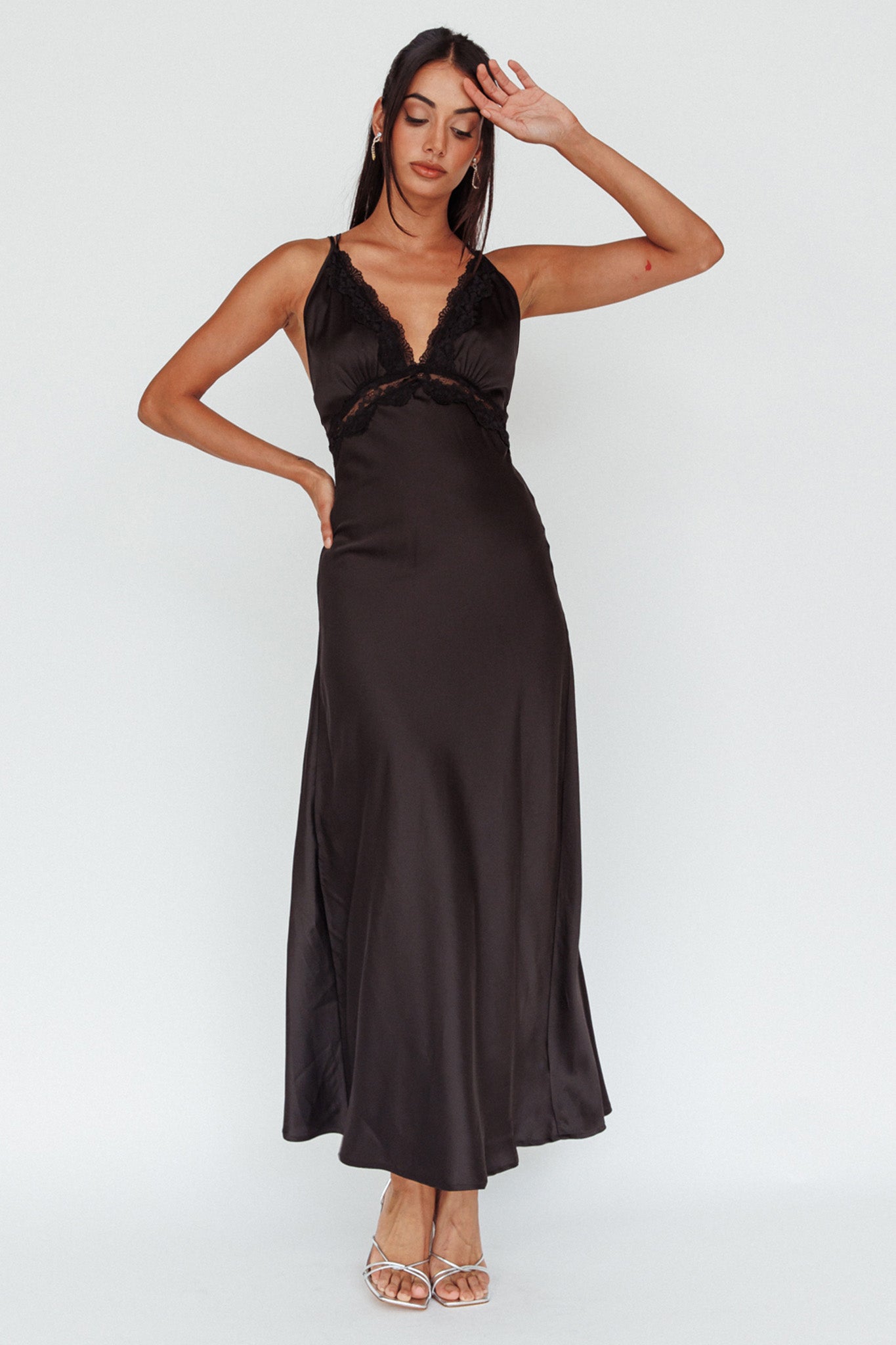 Signature Lace Trim Midi Dress Black by Selfie Leslie Australia