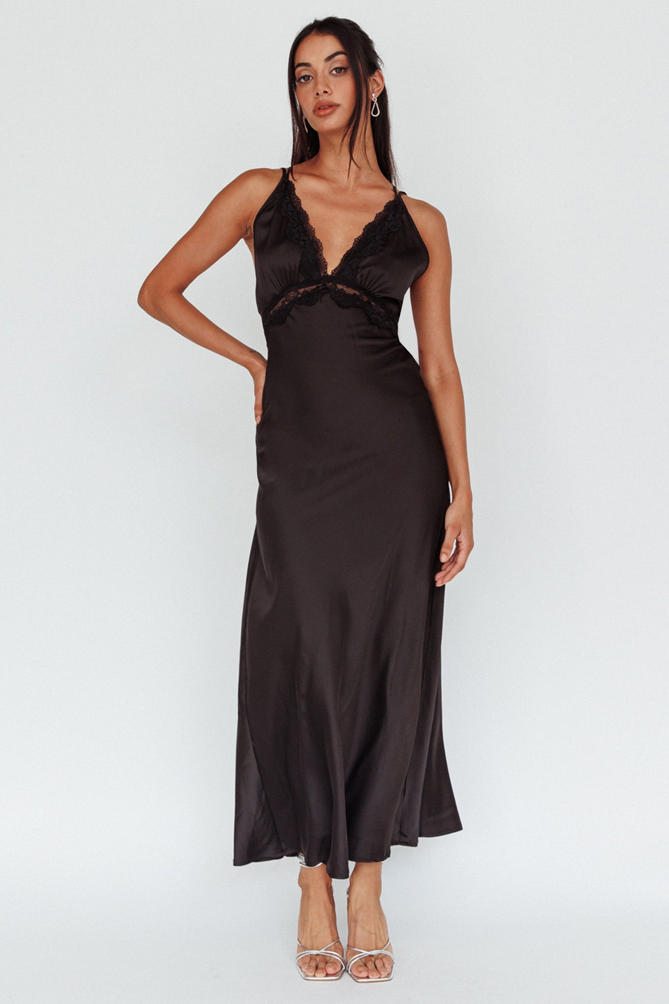 Signature Lace Trim Midi Dress Black by Selfie Leslie Australia