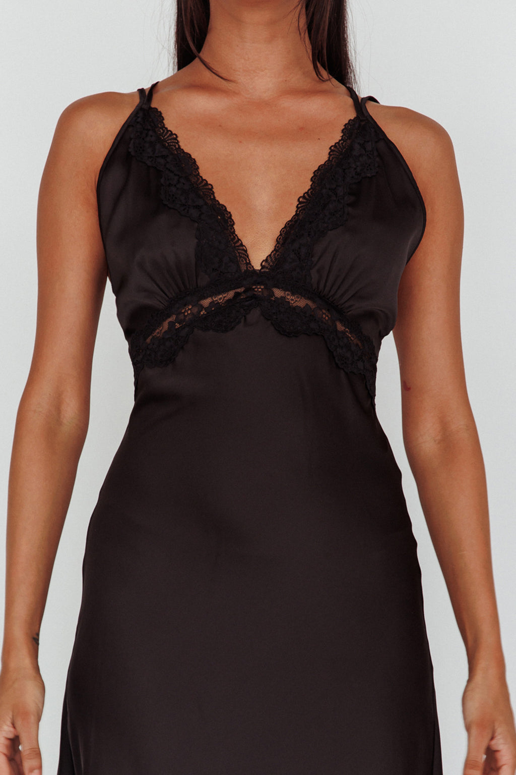 Signature Lace Trim Midi Dress Black by Selfie Leslie Australia
