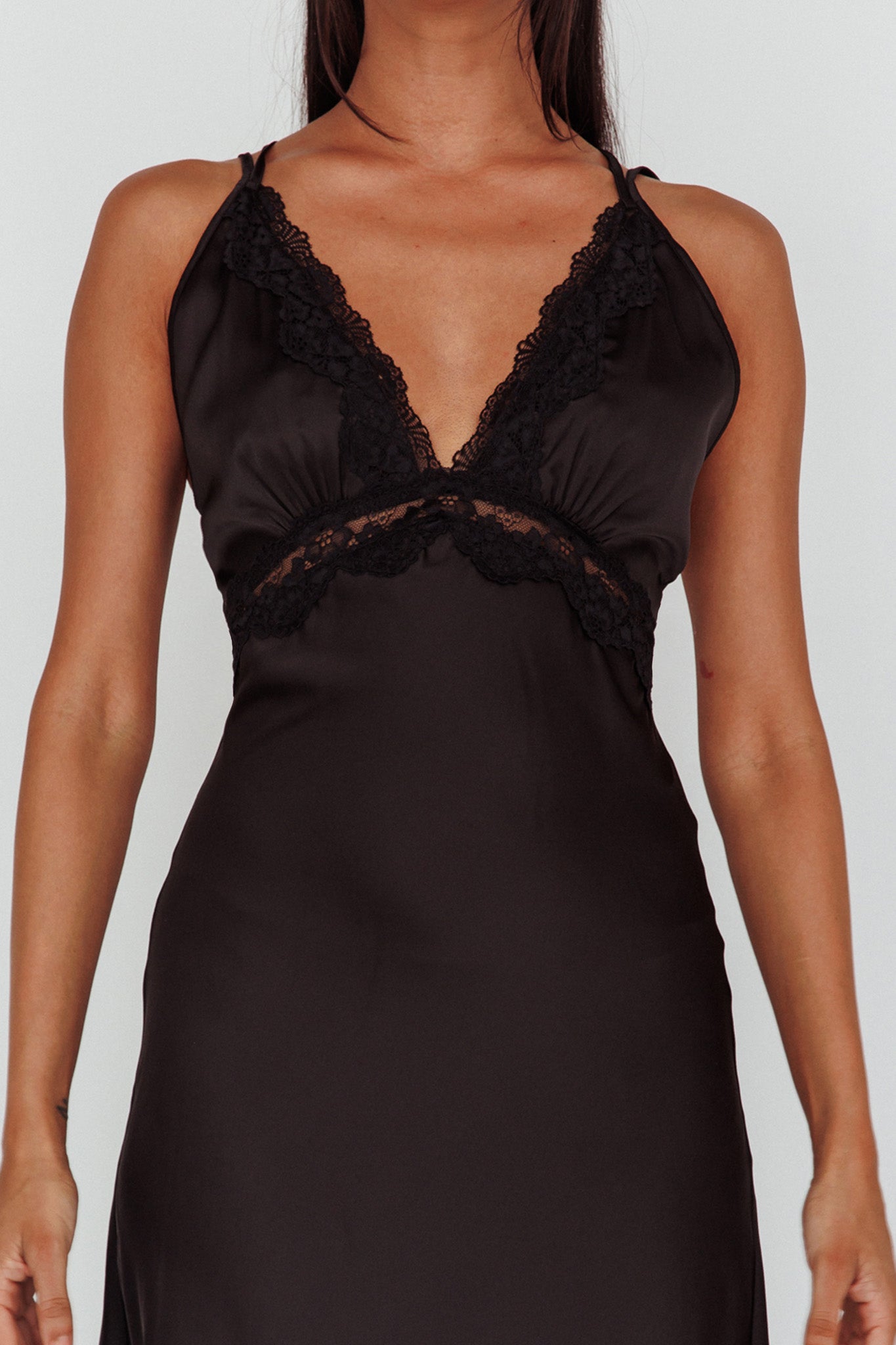 Signature Lace Trim Midi Dress Black by Selfie Leslie Australia