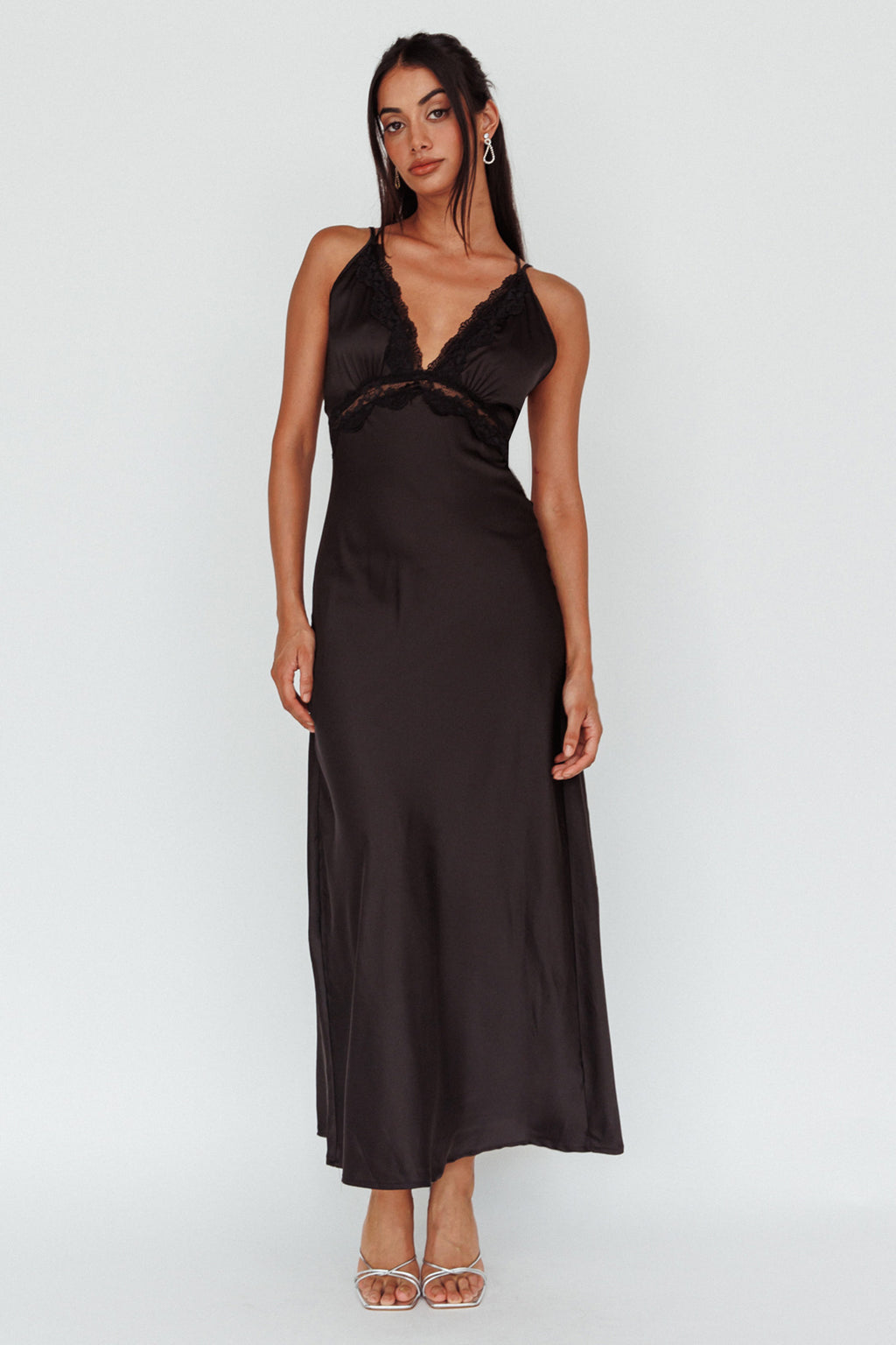 Signature Lace Trim Midi Dress Black by Selfie Leslie Australia