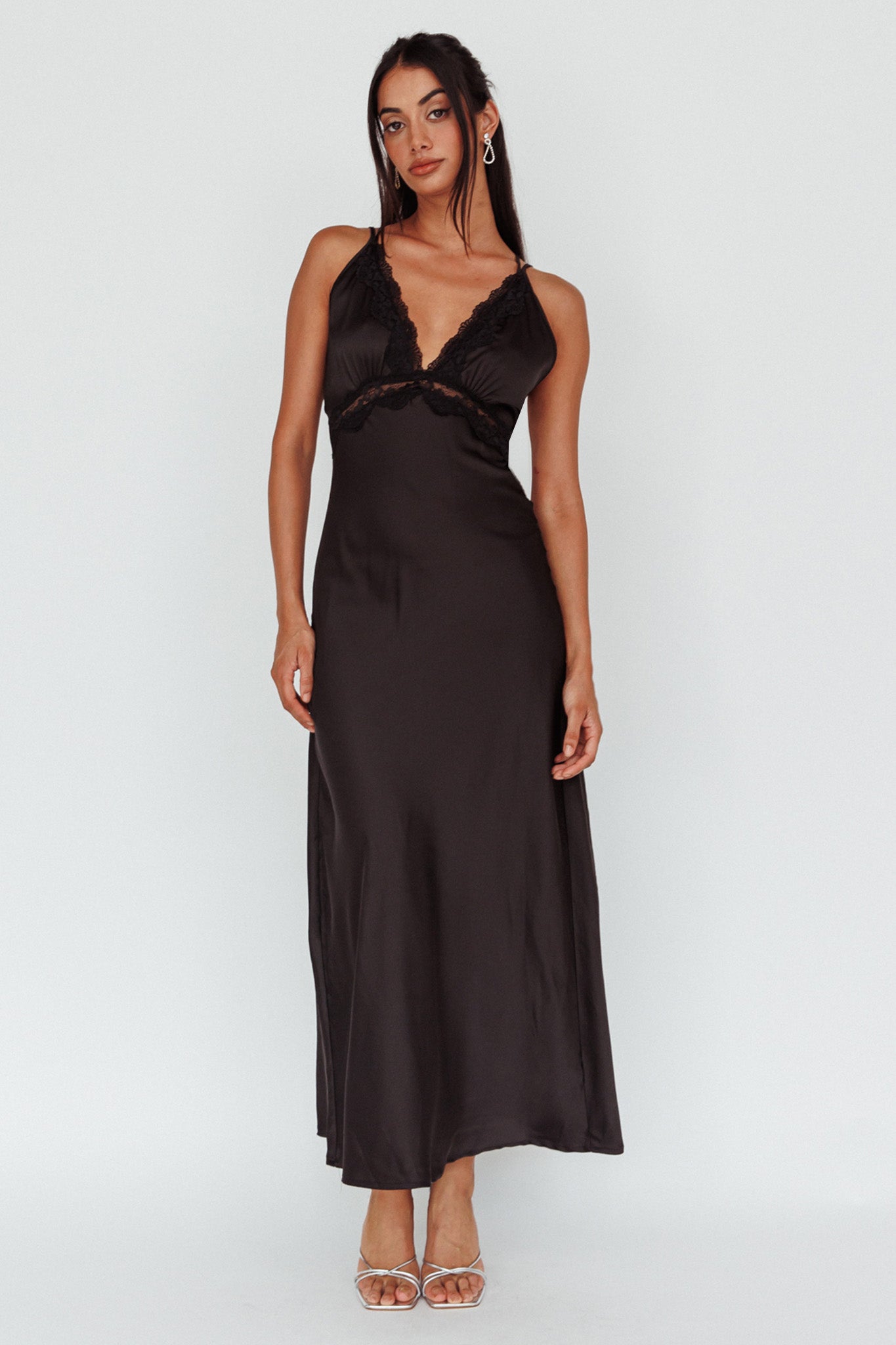 Signature Lace Trim Midi Dress Black by Selfie Leslie Australia