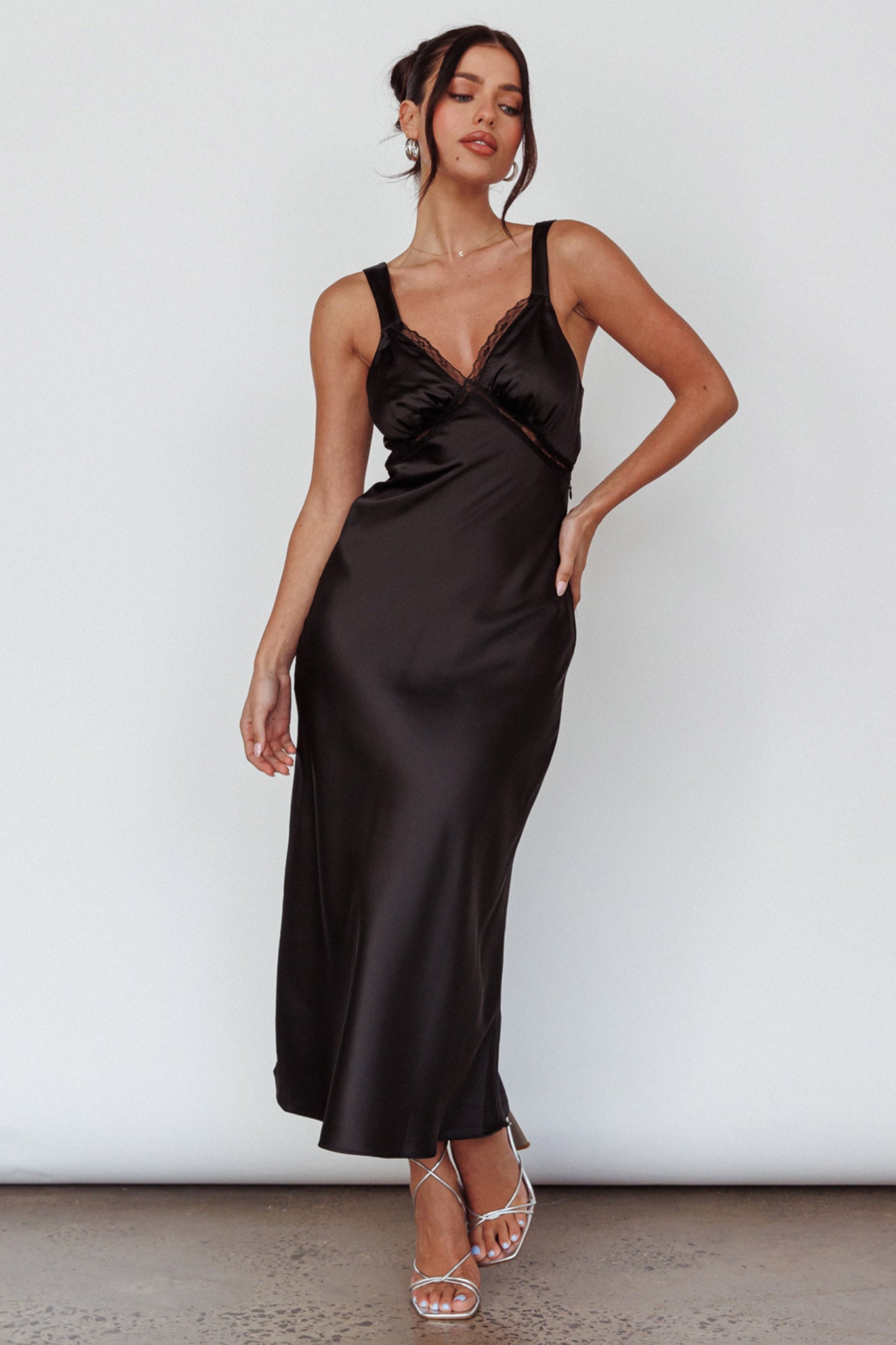 Nyah Lace Trim Midi Dress Black by Selfie Leslie Australia