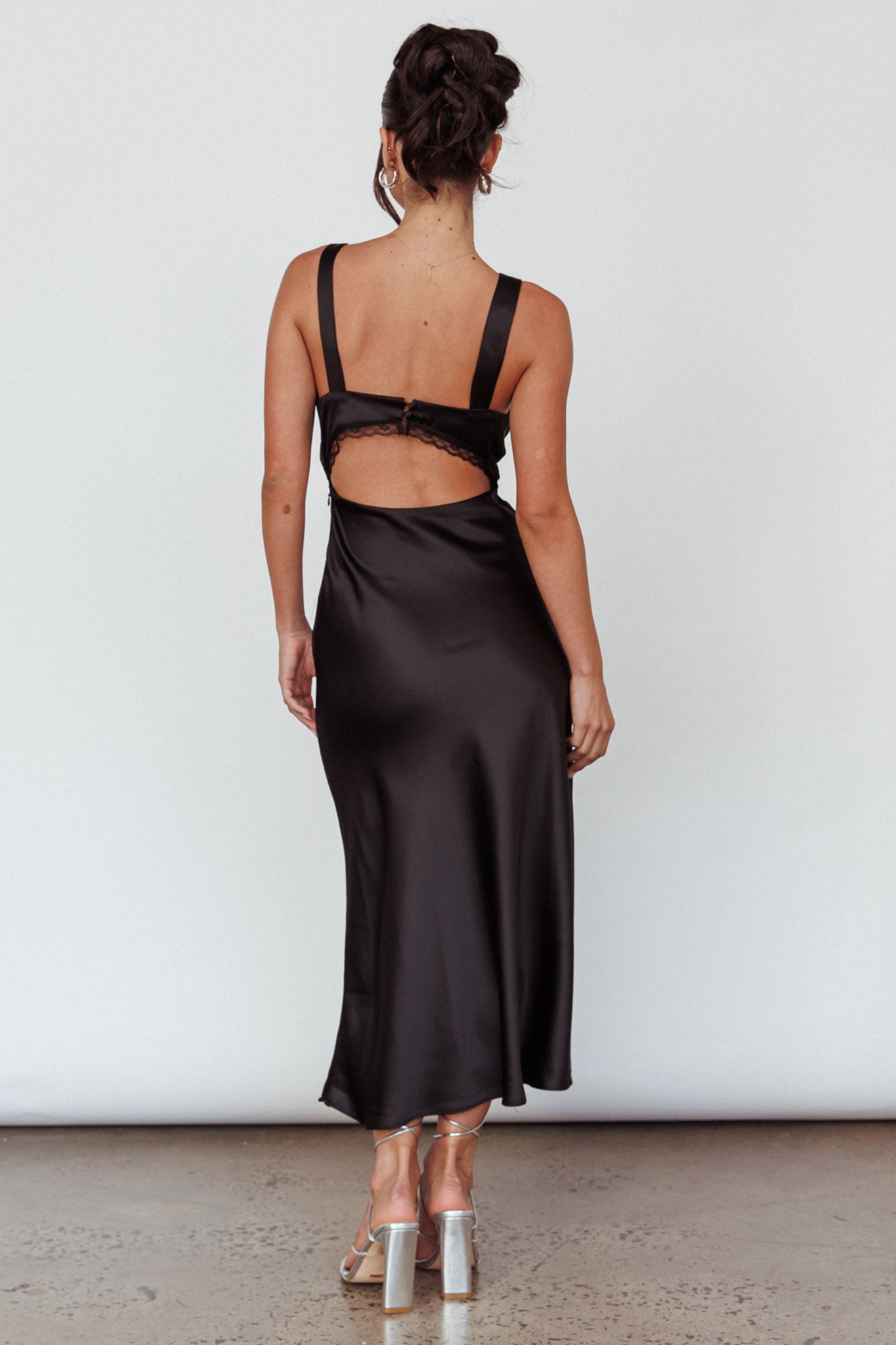 Nyah Lace Trim Midi Dress Black by Selfie Leslie Australia