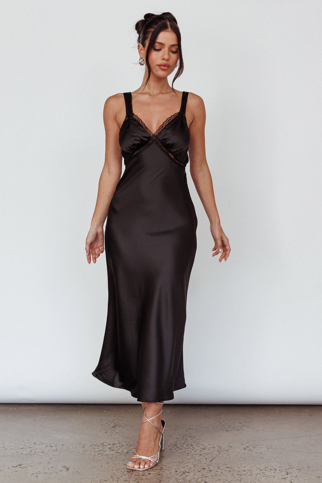 Nyah Lace Trim Midi Dress Black by Selfie Leslie Australia