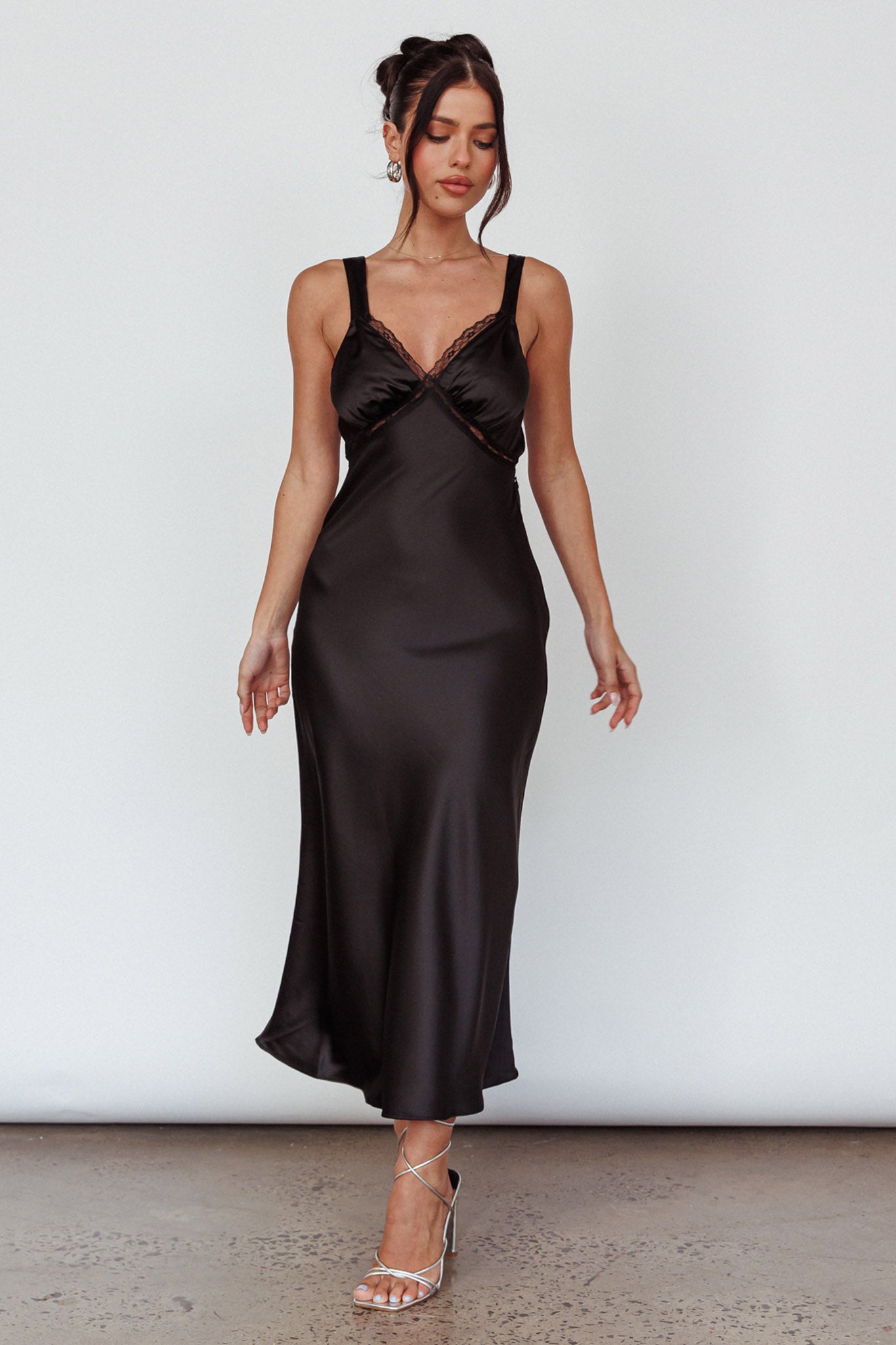 Nyah Lace Trim Midi Dress Black by Selfie Leslie Australia
