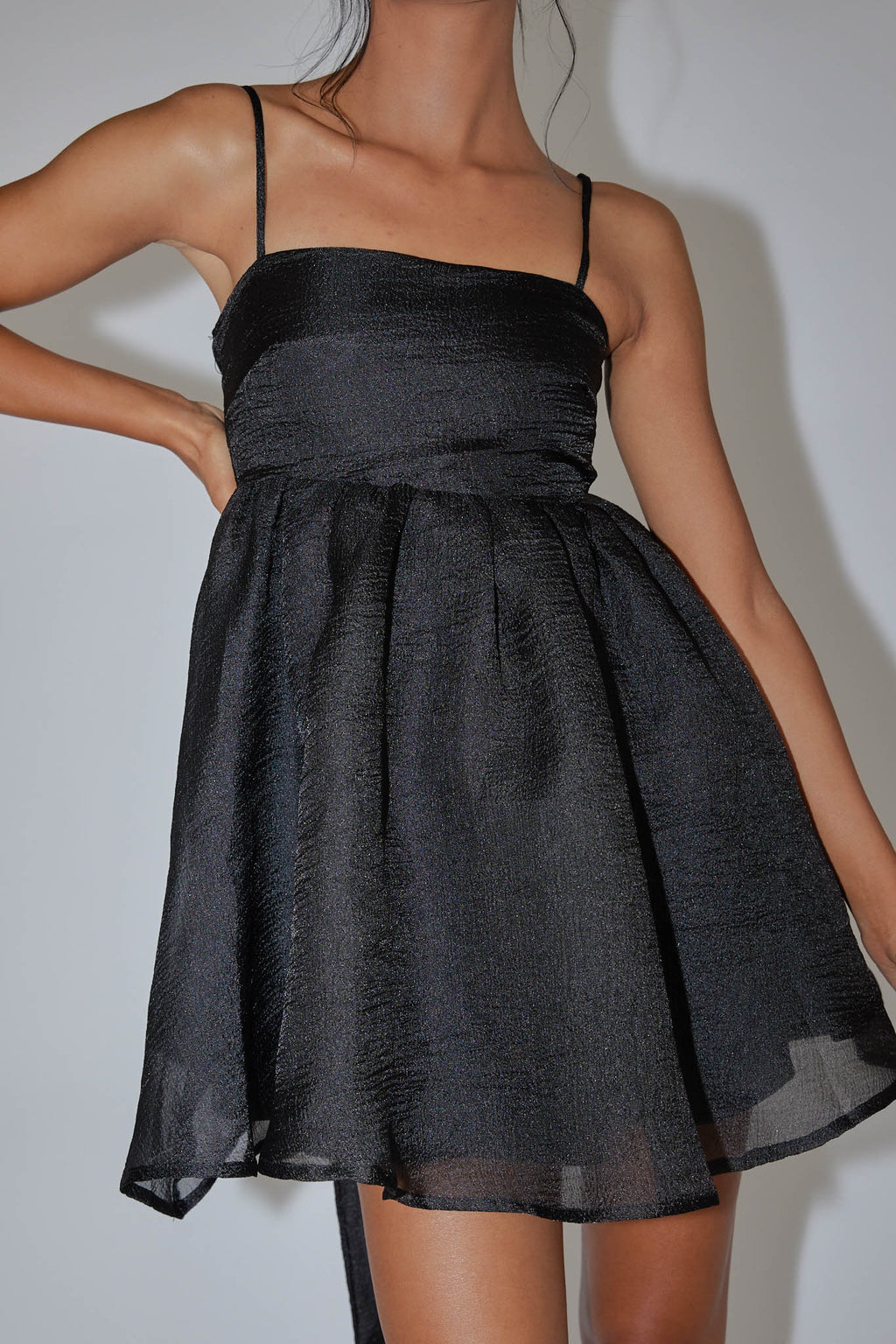 Diaz Bow Back Babydoll Mini Dress Black by Selfie Leslie Australia