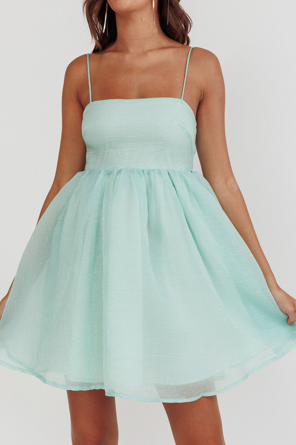 Diaz Bow Back Babydoll Mini Dress Sage by Selfie Leslie Australia