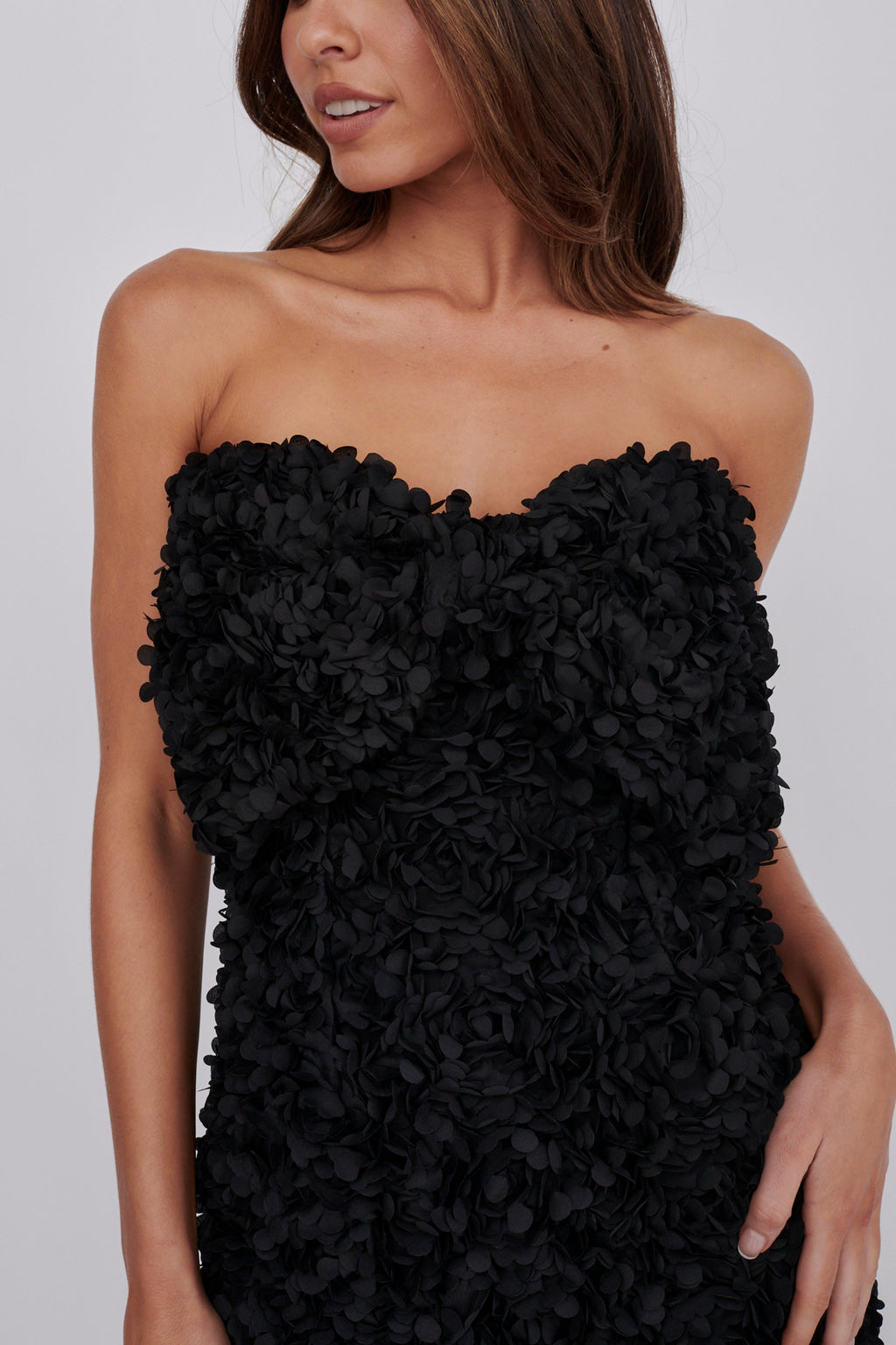 Ma Cherie Bow Bust Embellished Mini Dress Black by Selfie Leslie Australia