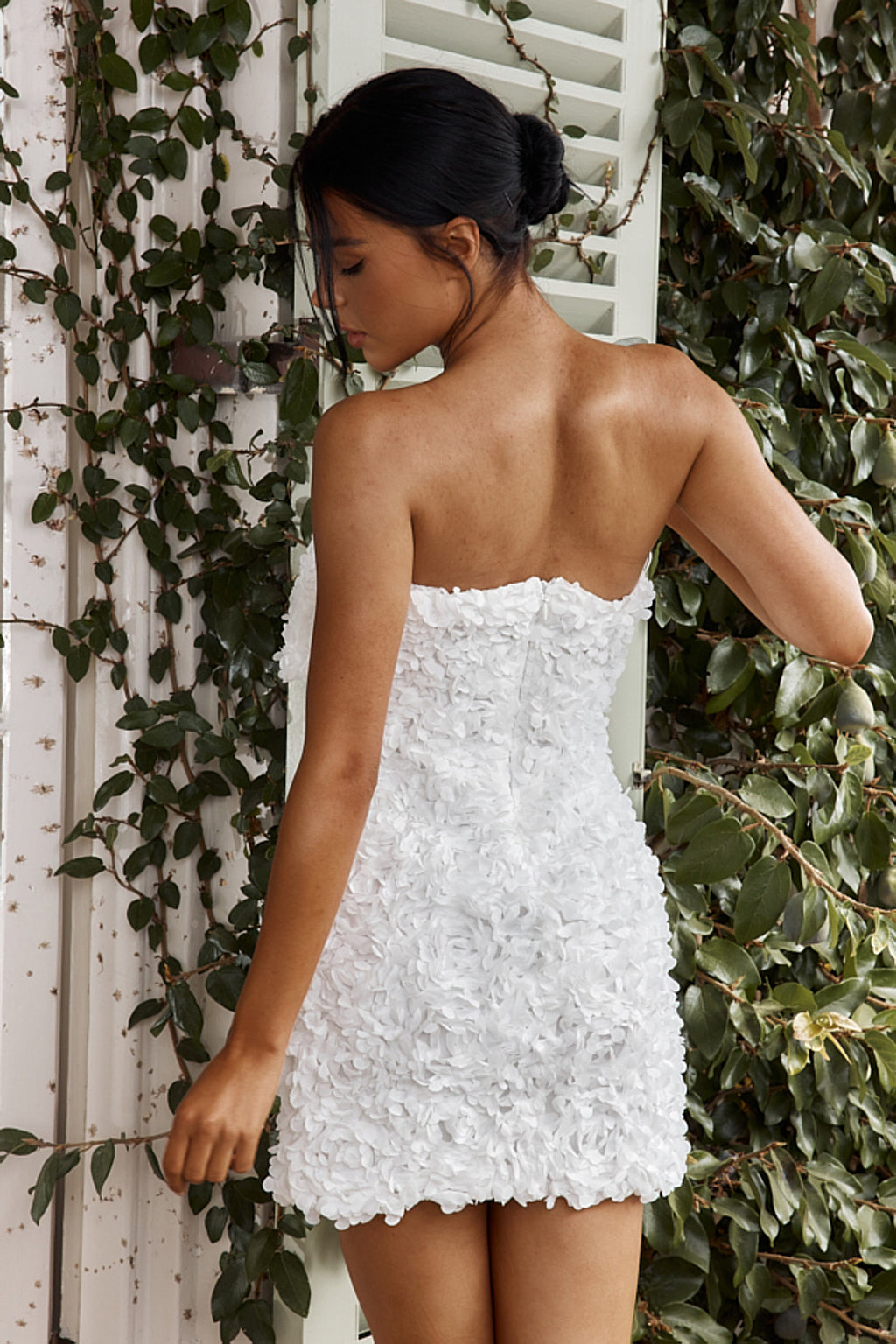 Ma Cherie Bow Bust Embellished Mini Dress White by Selfie Leslie Australia