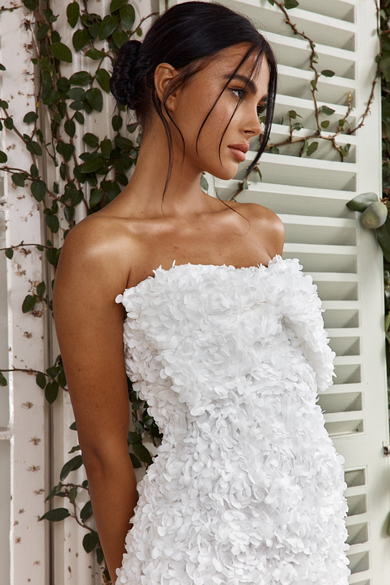 Ma Cherie Bow Bust Embellished Mini Dress White by Selfie Leslie Australia