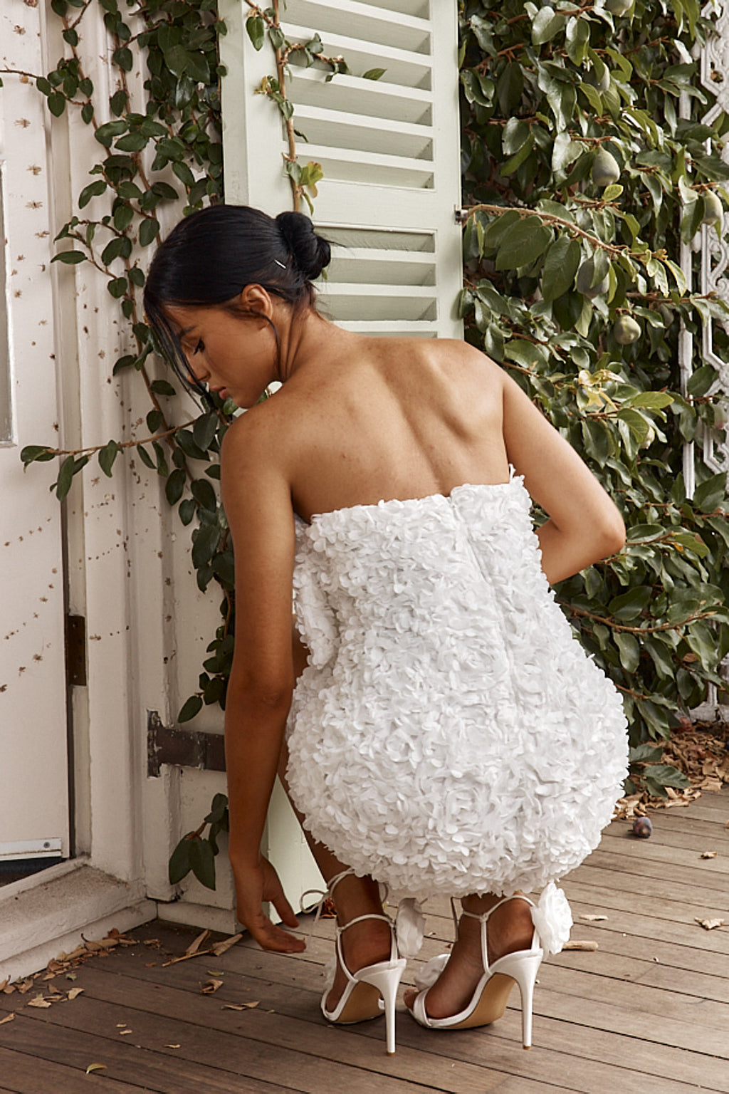Ma Cherie Bow Bust Embellished Mini Dress White by Selfie Leslie Australia