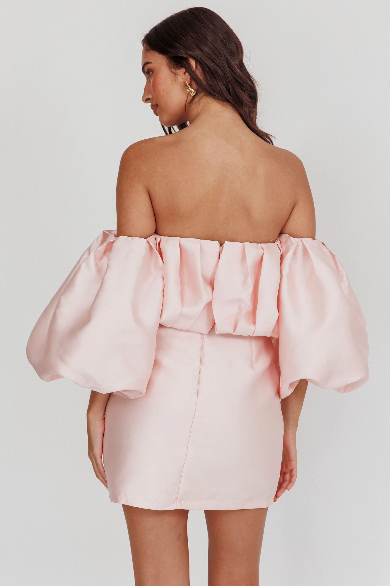 Dream Time Puffed Neckline Mini Dress Blush by Selfie Leslie Australia