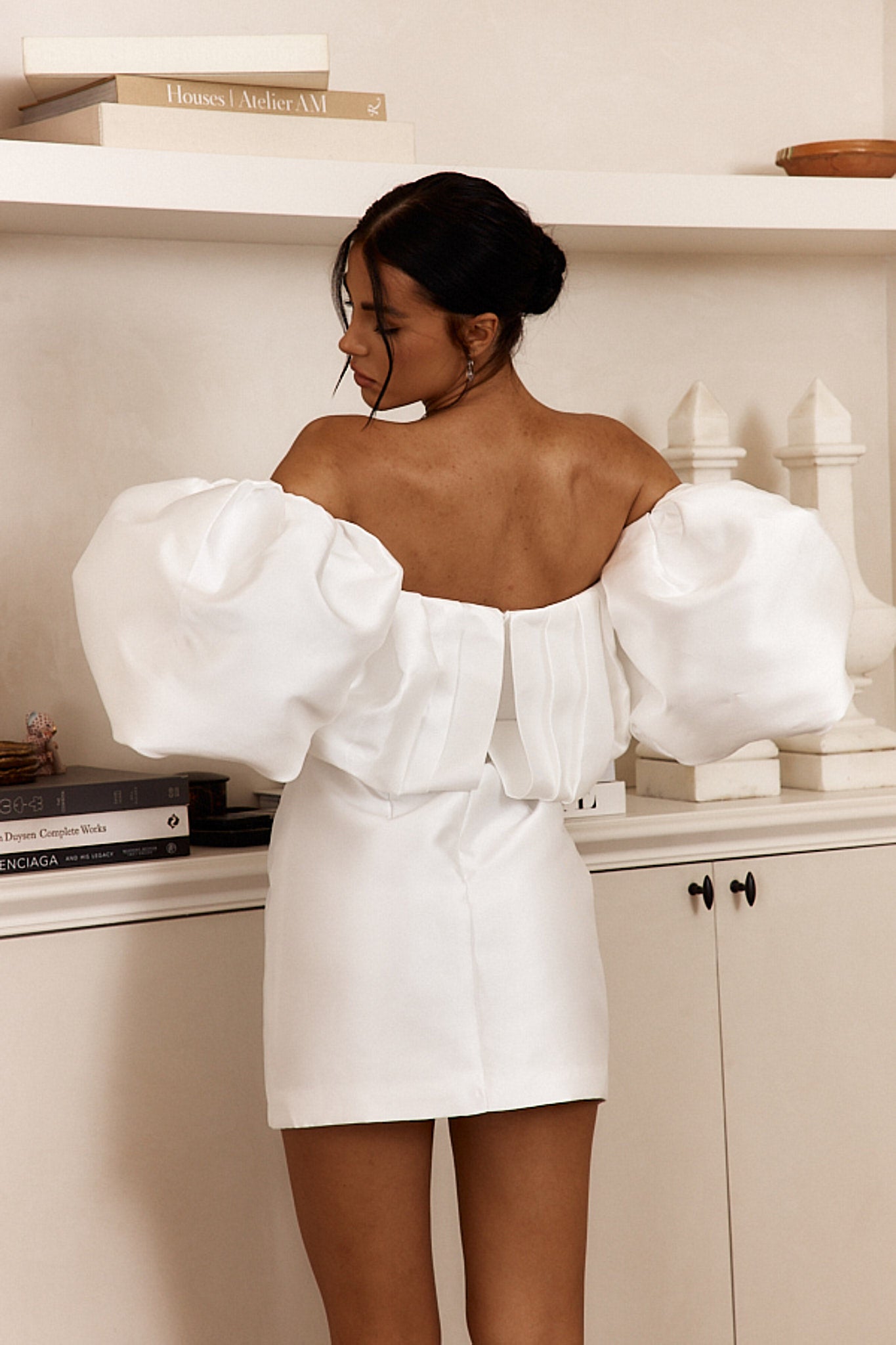 Dream Time Puffed Neckline Mini Dress Off White by Selfie Leslie Australia