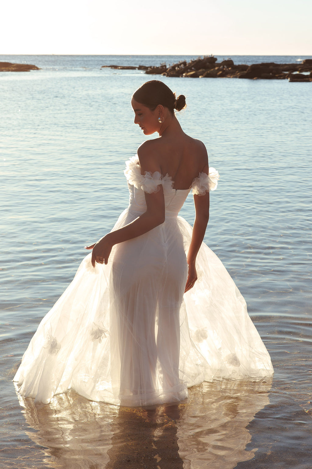 Good Things Tulle Rosette Maxi Dress Ivory by Selfie Leslie Australia