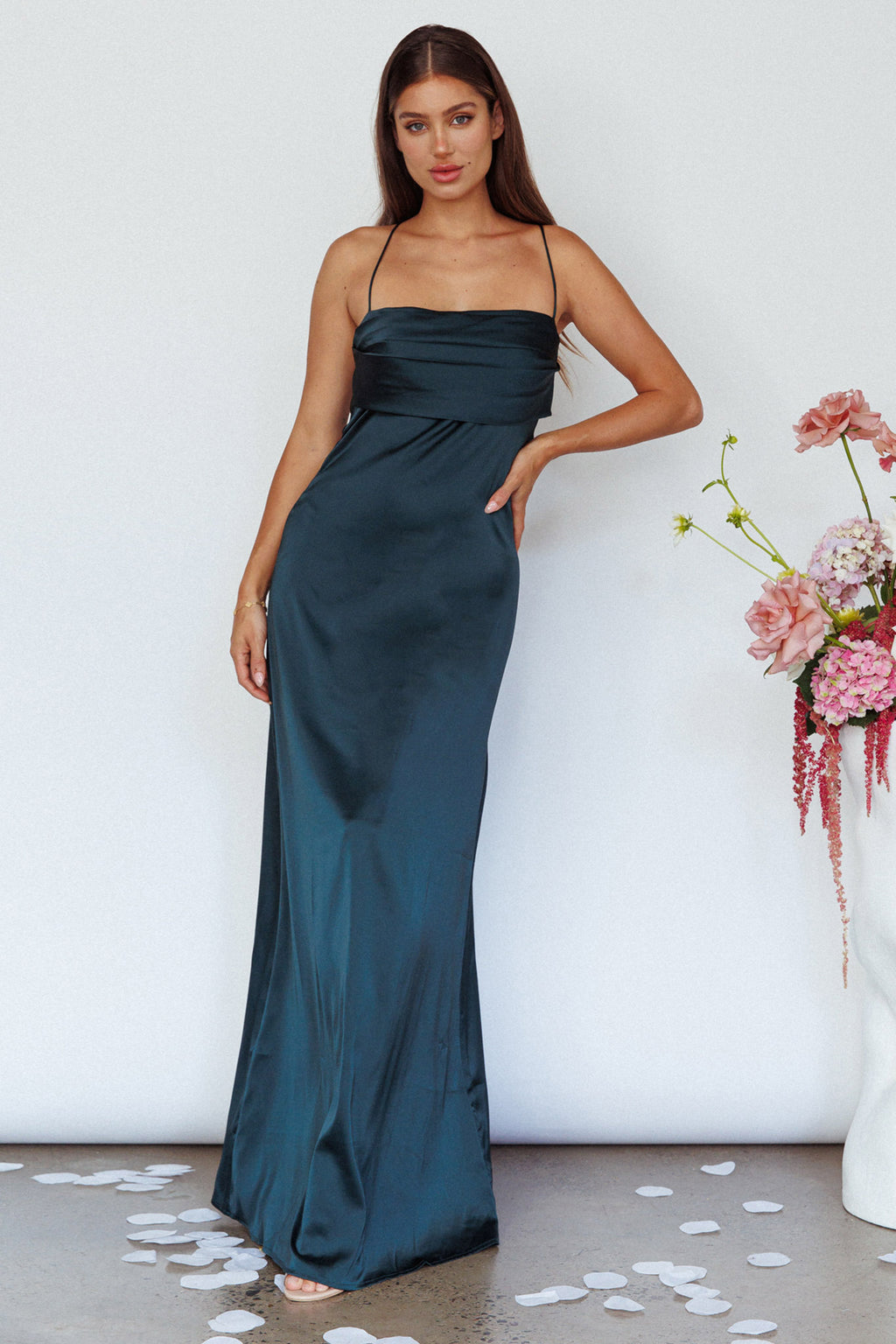 Love Letters Strappy Cowl Back Dress Teal by Selfie Leslie Australia