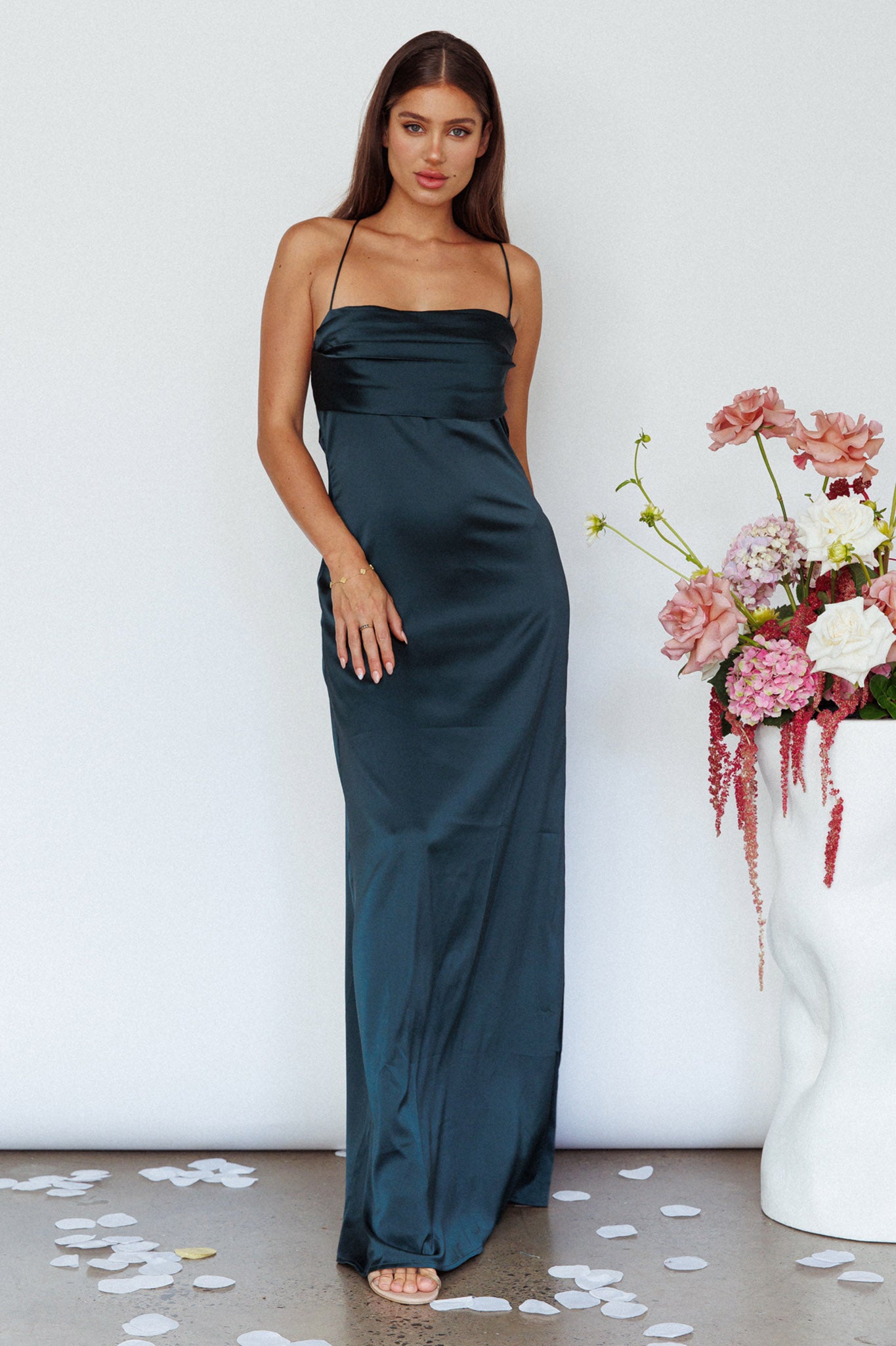 Love Letters Strappy Cowl Back Dress Teal by Selfie Leslie Australia