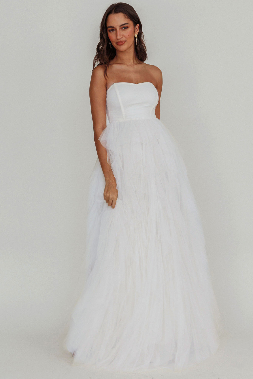 Rori Tulle Cascade Maxi Dress White by Selfie Leslie Australia