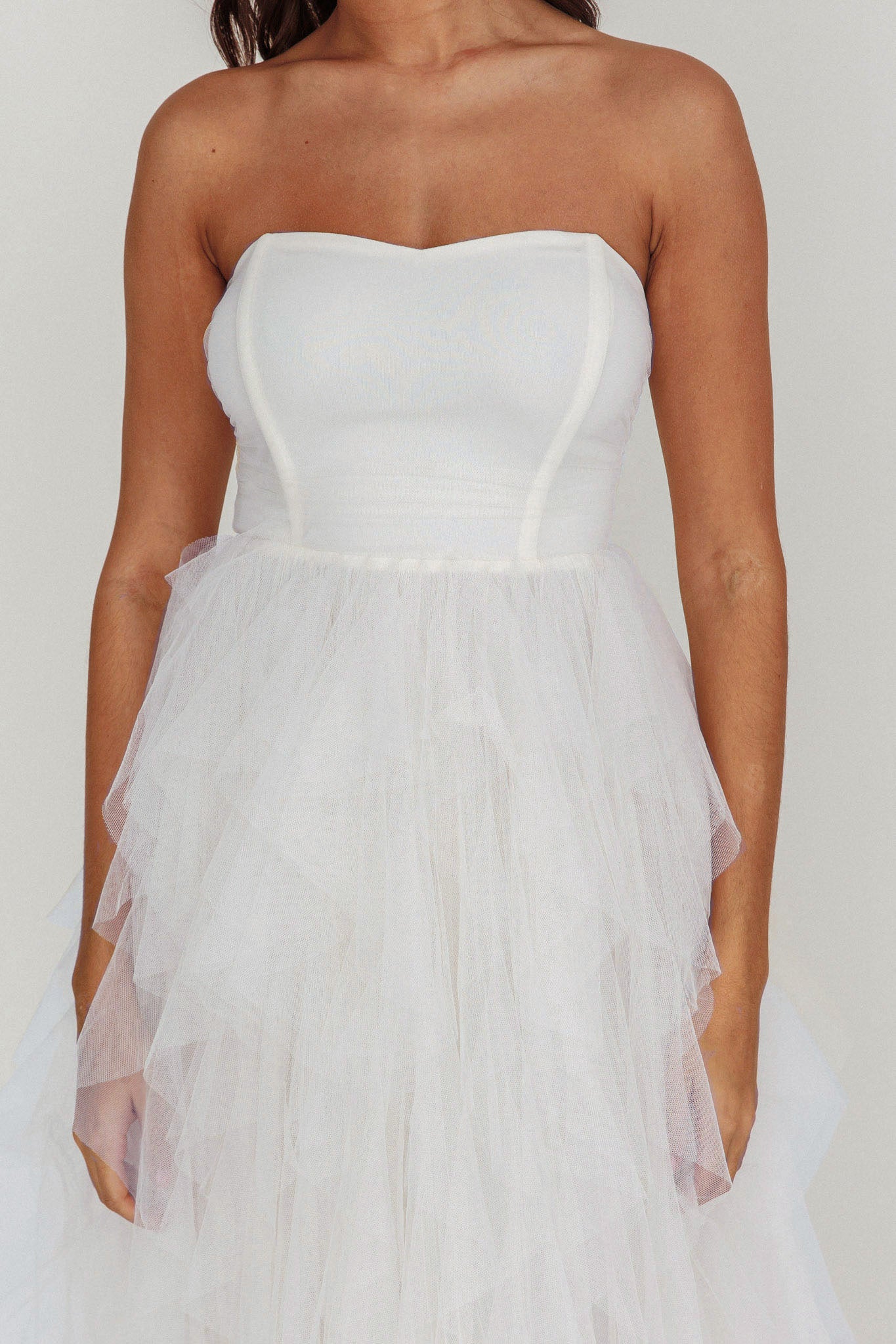 Rori Tulle Cascade Maxi Dress White by Selfie Leslie Australia