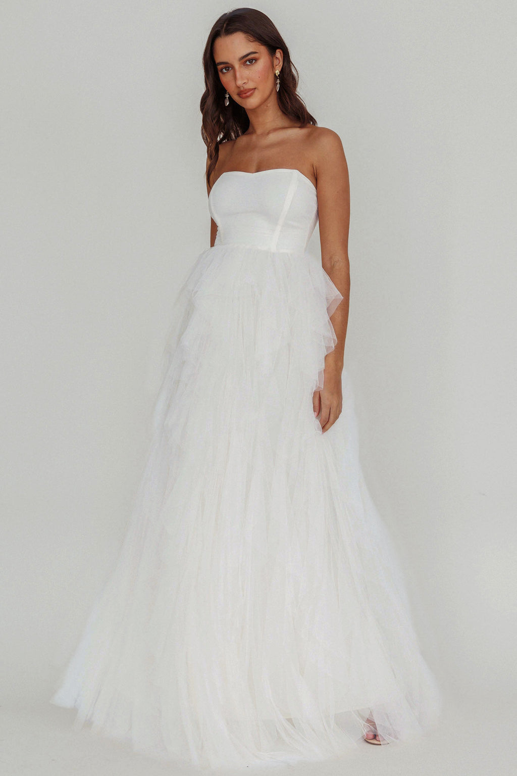 Rori Tulle Cascade Maxi Dress White by Selfie Leslie Australia