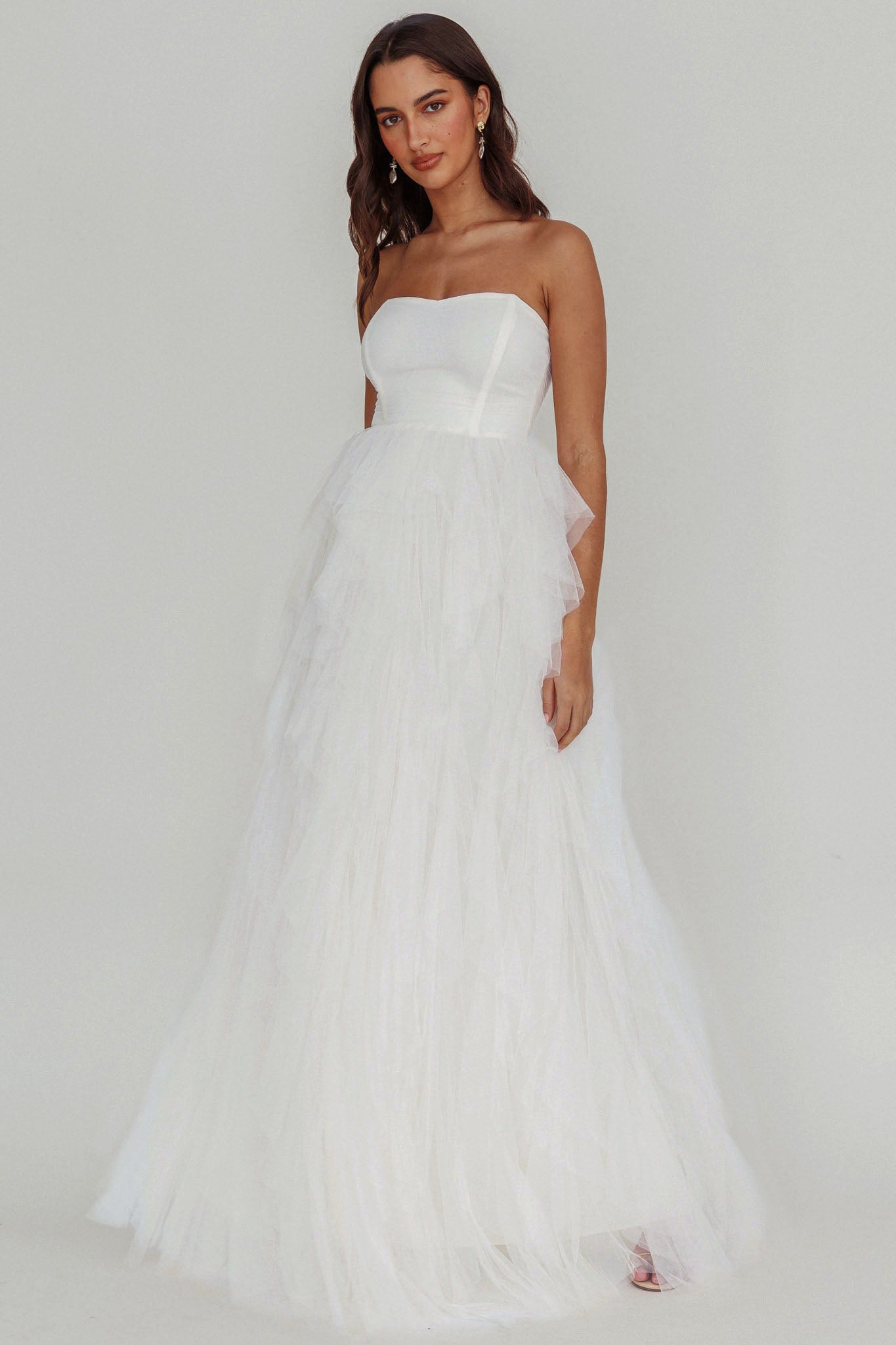 Rori Tulle Cascade Maxi Dress White by Selfie Leslie Australia