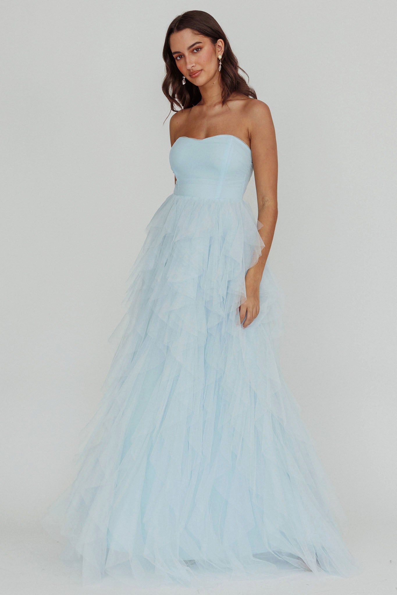 Rori Tulle Cascade Maxi Dress Blue by Selfie Leslie Australia