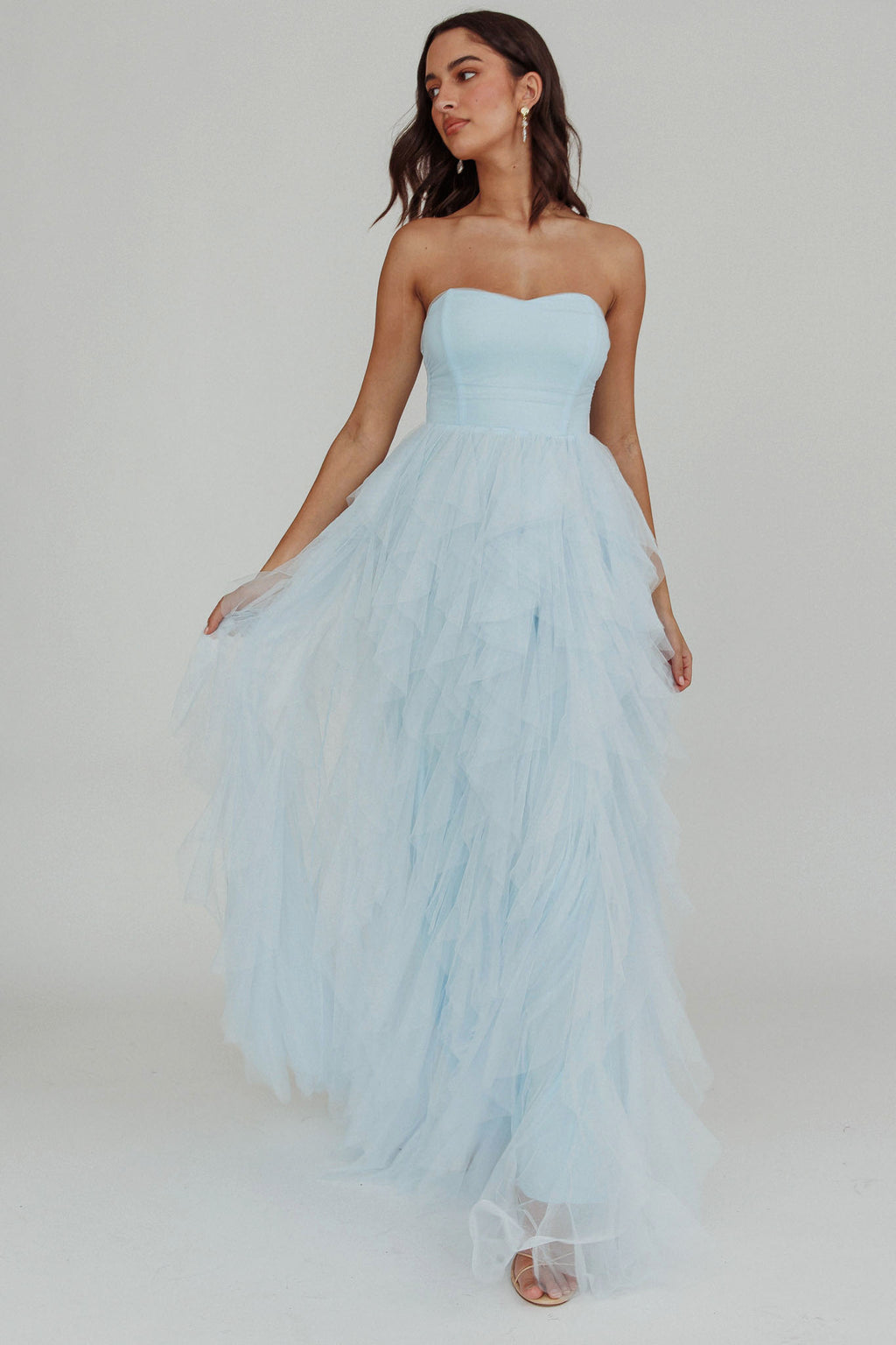 Rori Tulle Cascade Maxi Dress Blue by Selfie Leslie Australia