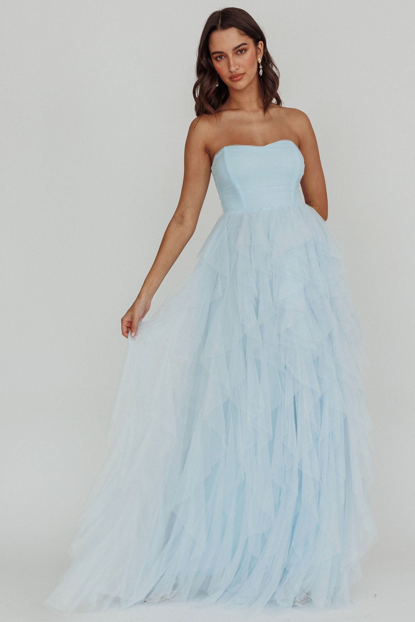 Rori Tulle Cascade Maxi Dress Blue by Selfie Leslie Australia