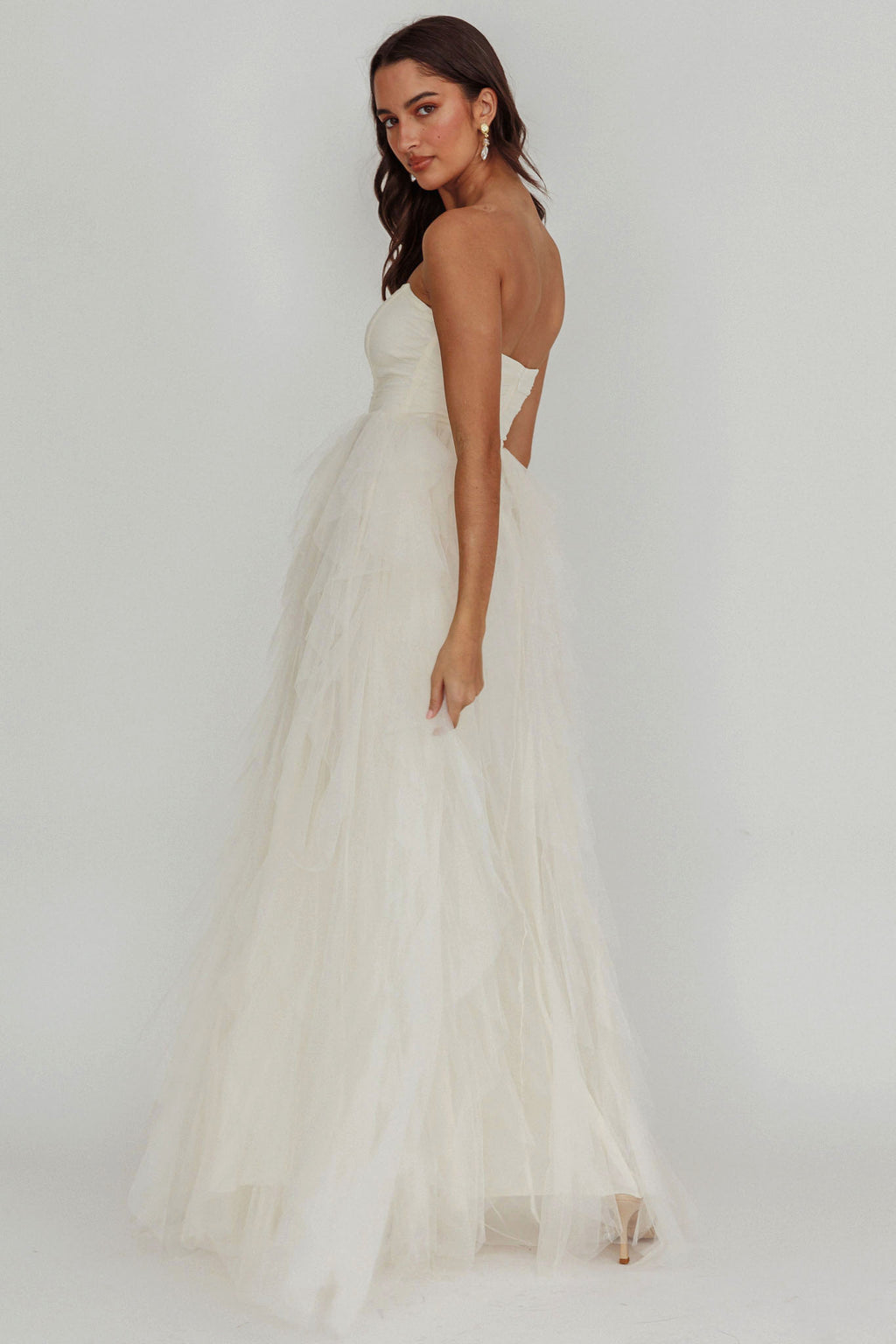 Rori Tulle Cascade Maxi Dress Ivory by Selfie Leslie Australia