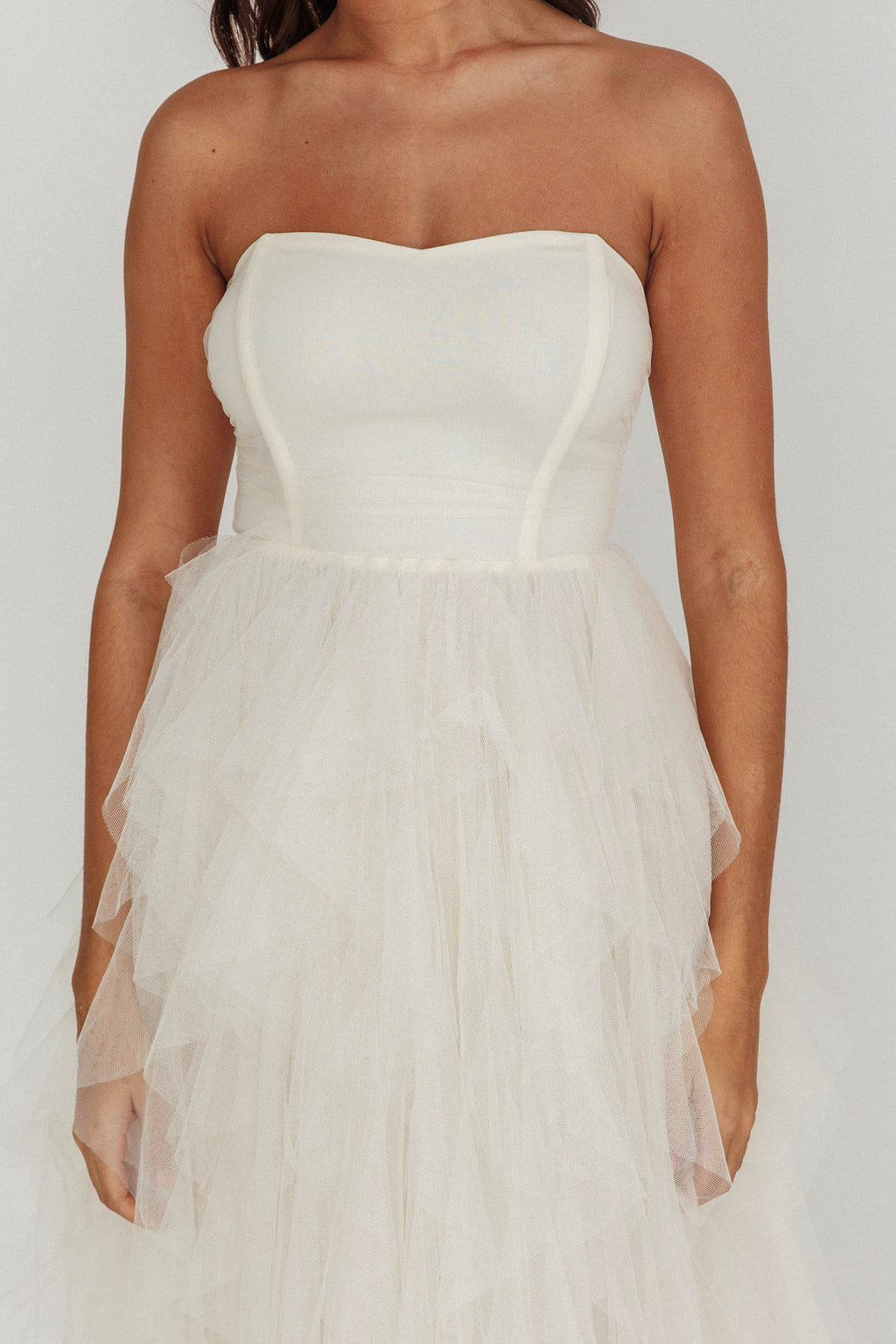 Rori Tulle Cascade Maxi Dress Ivory by Selfie Leslie Australia