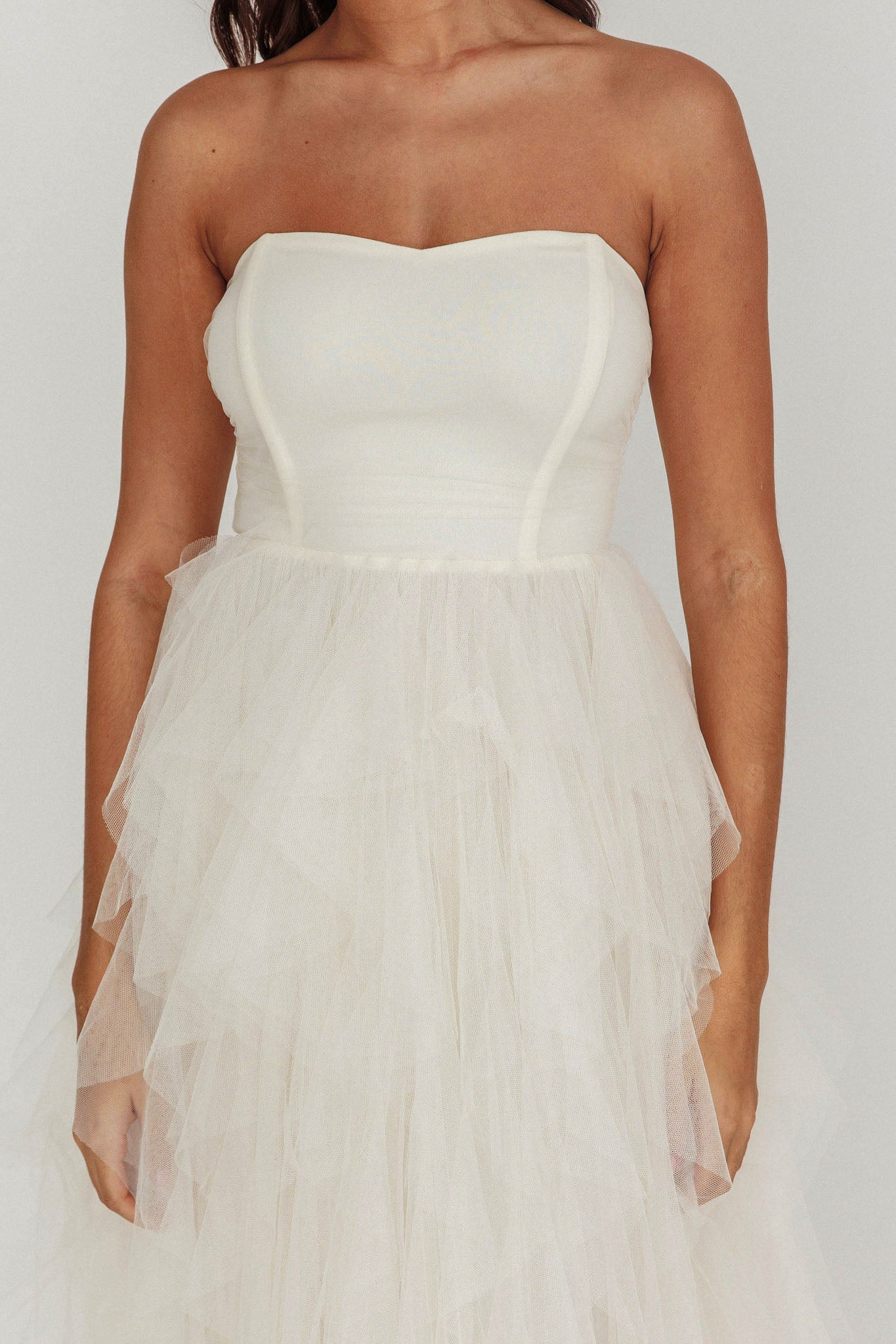 Rori Tulle Cascade Maxi Dress Ivory by Selfie Leslie Australia