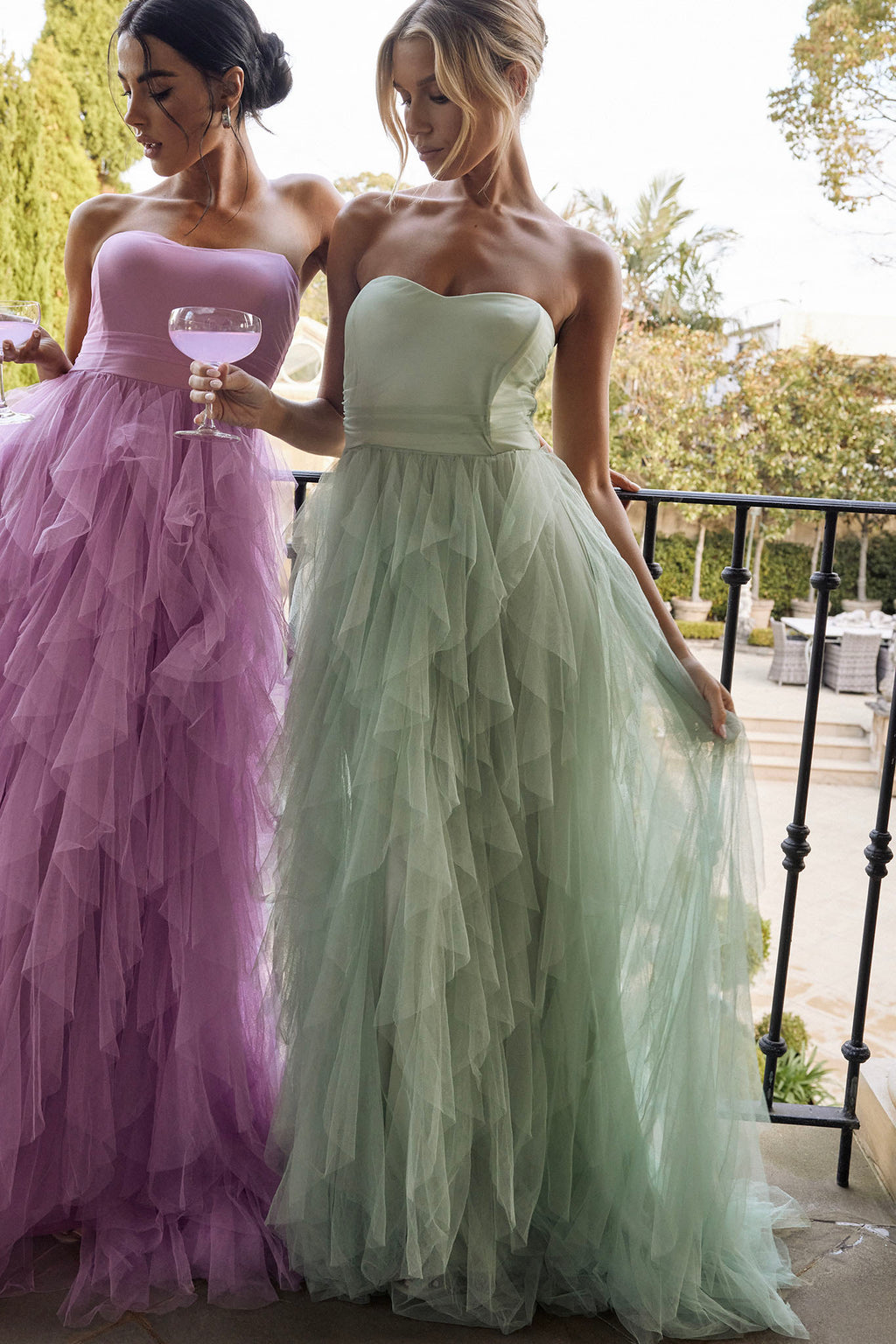 Rori Tulle Cascade Maxi Dress Sage by Selfie Leslie Australia