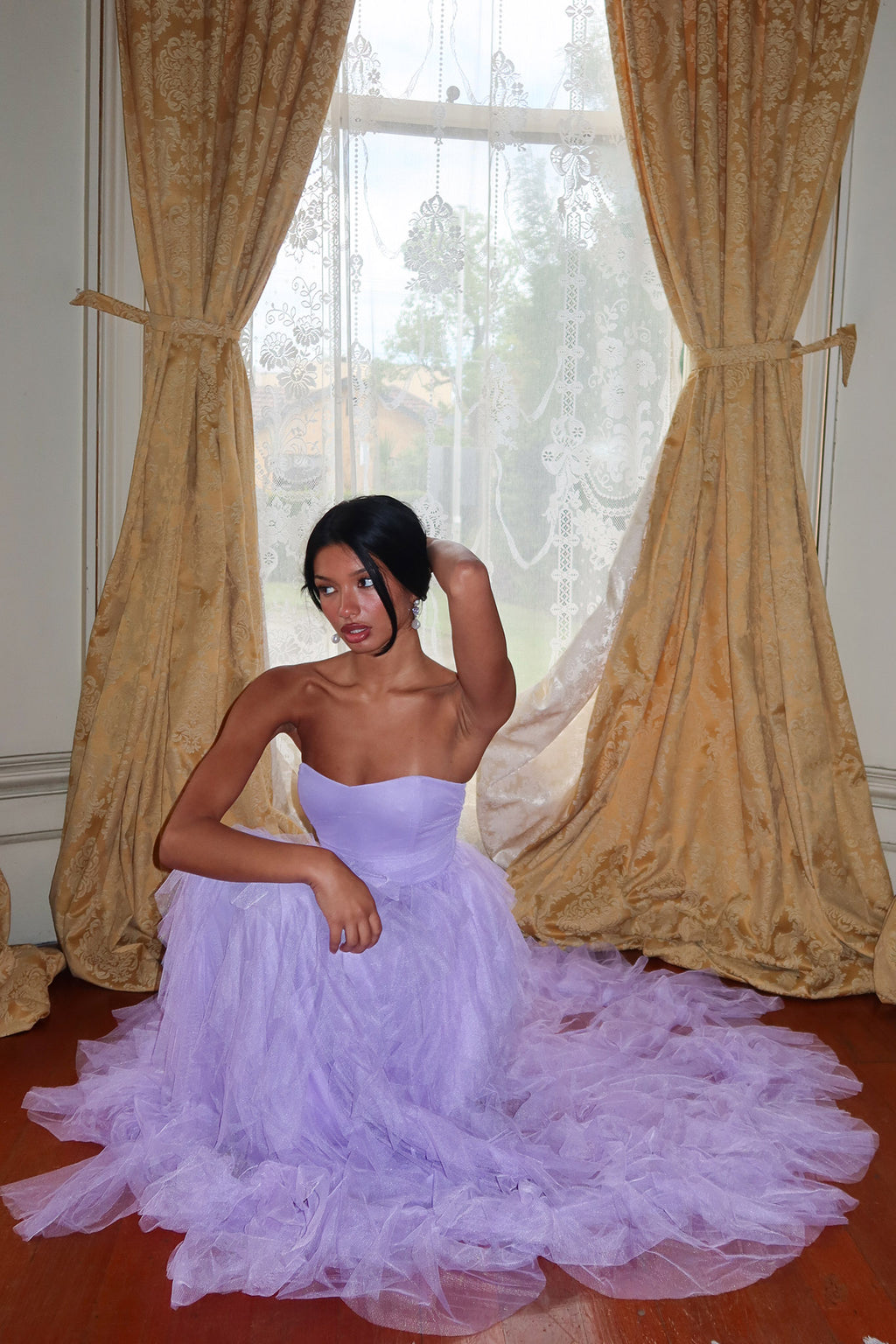 Rori Tulle Cascade Maxi Dress Orchid by Selfie Leslie Australia