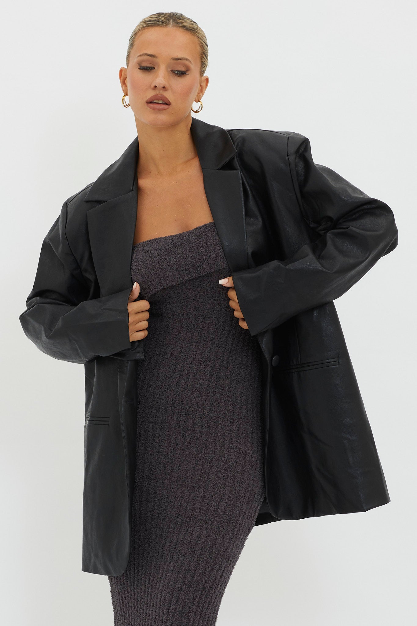 Luminate Oversized Coat Jacket Black by Selfie Leslie Australia