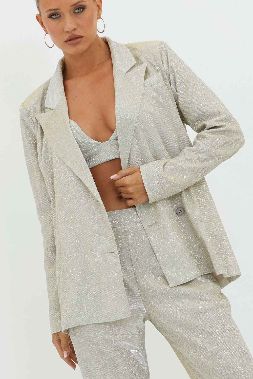 Joyeux Notch Lapel Jacket Champagne by Selfie Leslie Australia