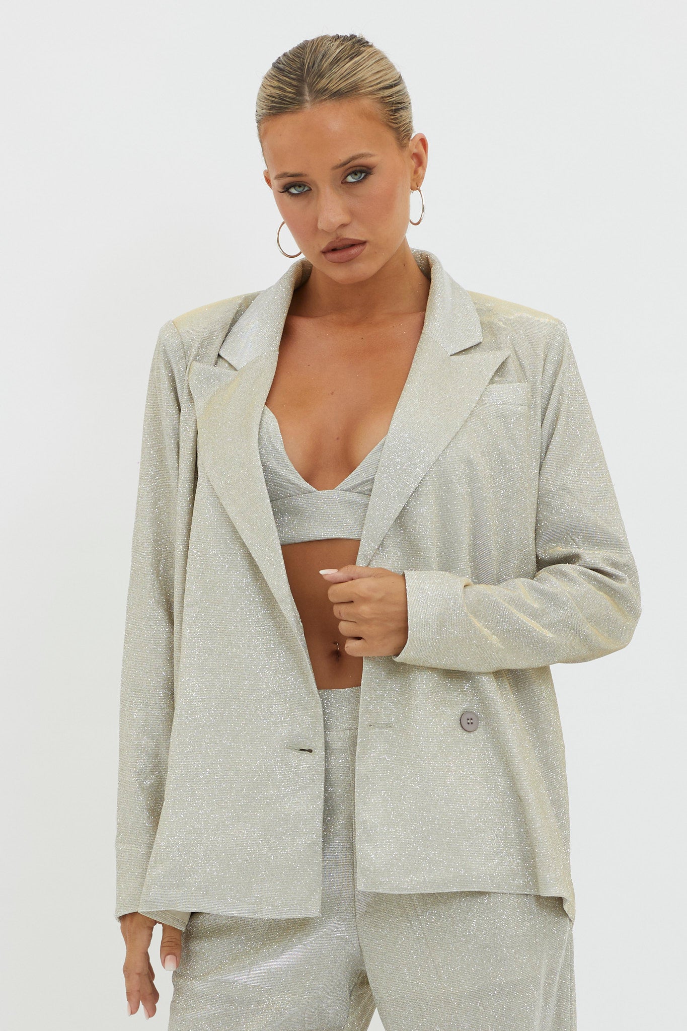 Joyeux Notch Lapel Jacket Champagne by Selfie Leslie Australia