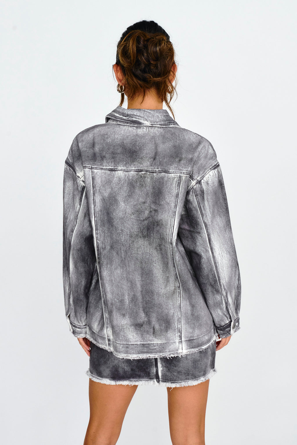 Decoy Distressed Jean Jacket Black/White by Selfie Leslie Australia