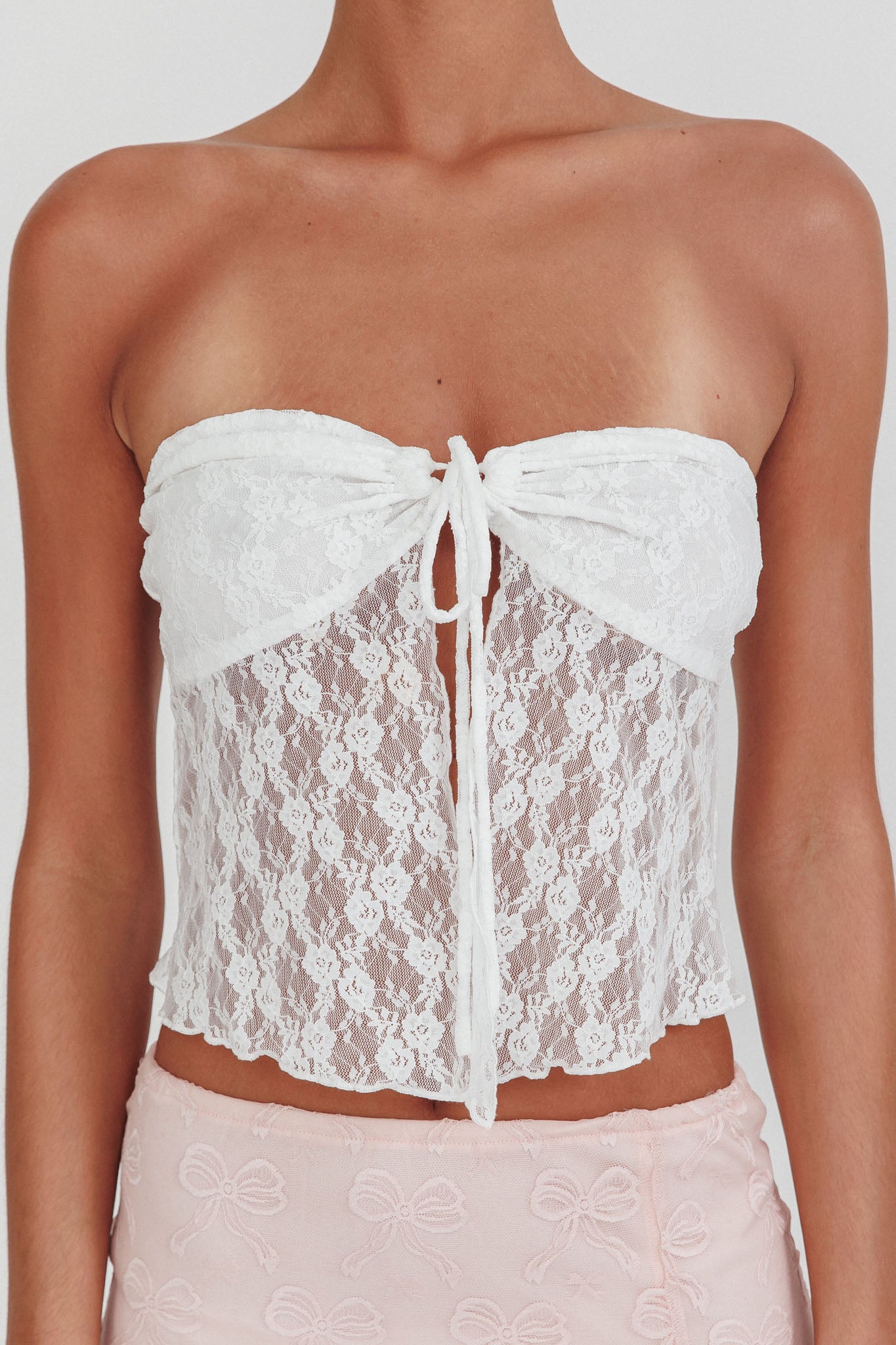 Weekday Strapless Lace Top White by Selfie Leslie Australia