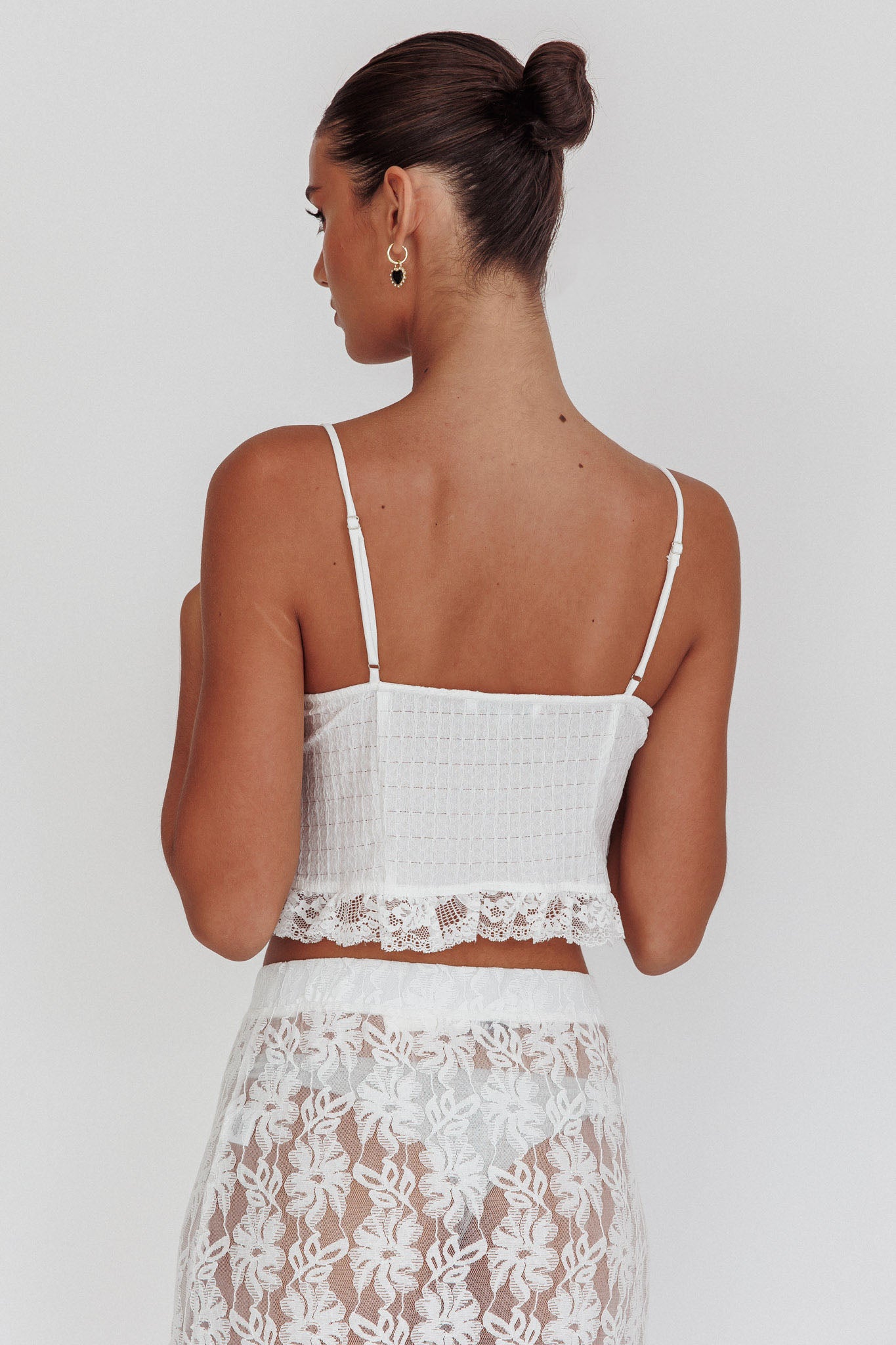 Fancy Girl Tie-Up Cami Top Off White by Selfie Leslie Australia