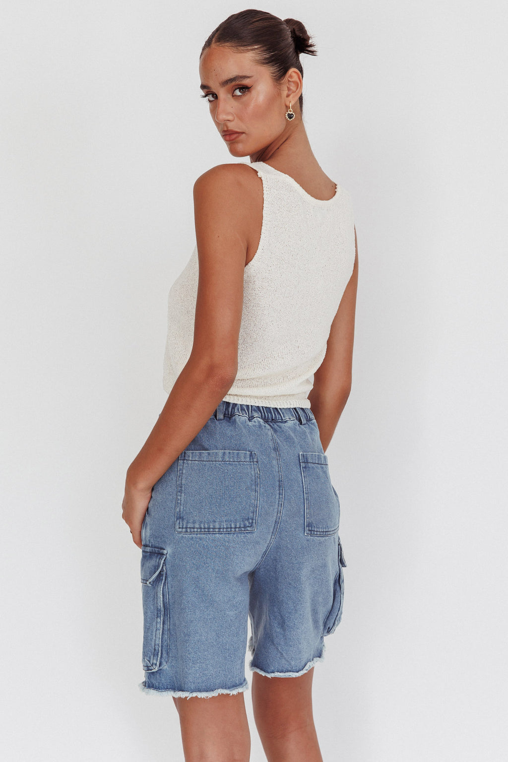Meeka Open Front Knit Top White by Selfie Leslie Australia