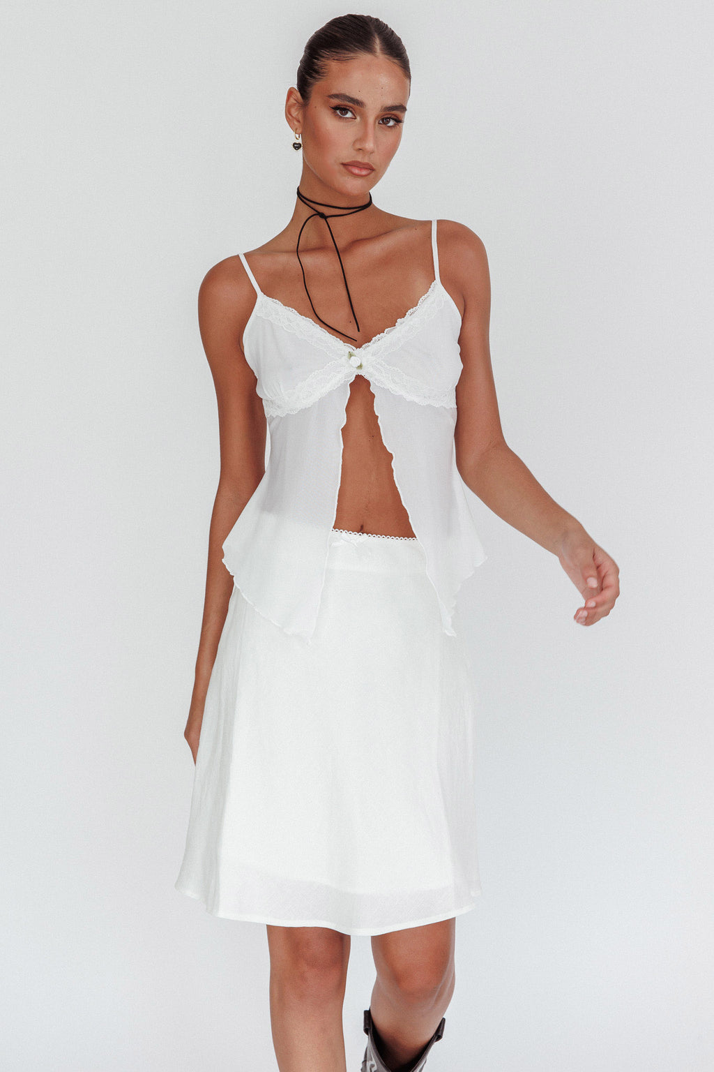 Emotional Knee Length Skirt Off White by Selfie Leslie Australia