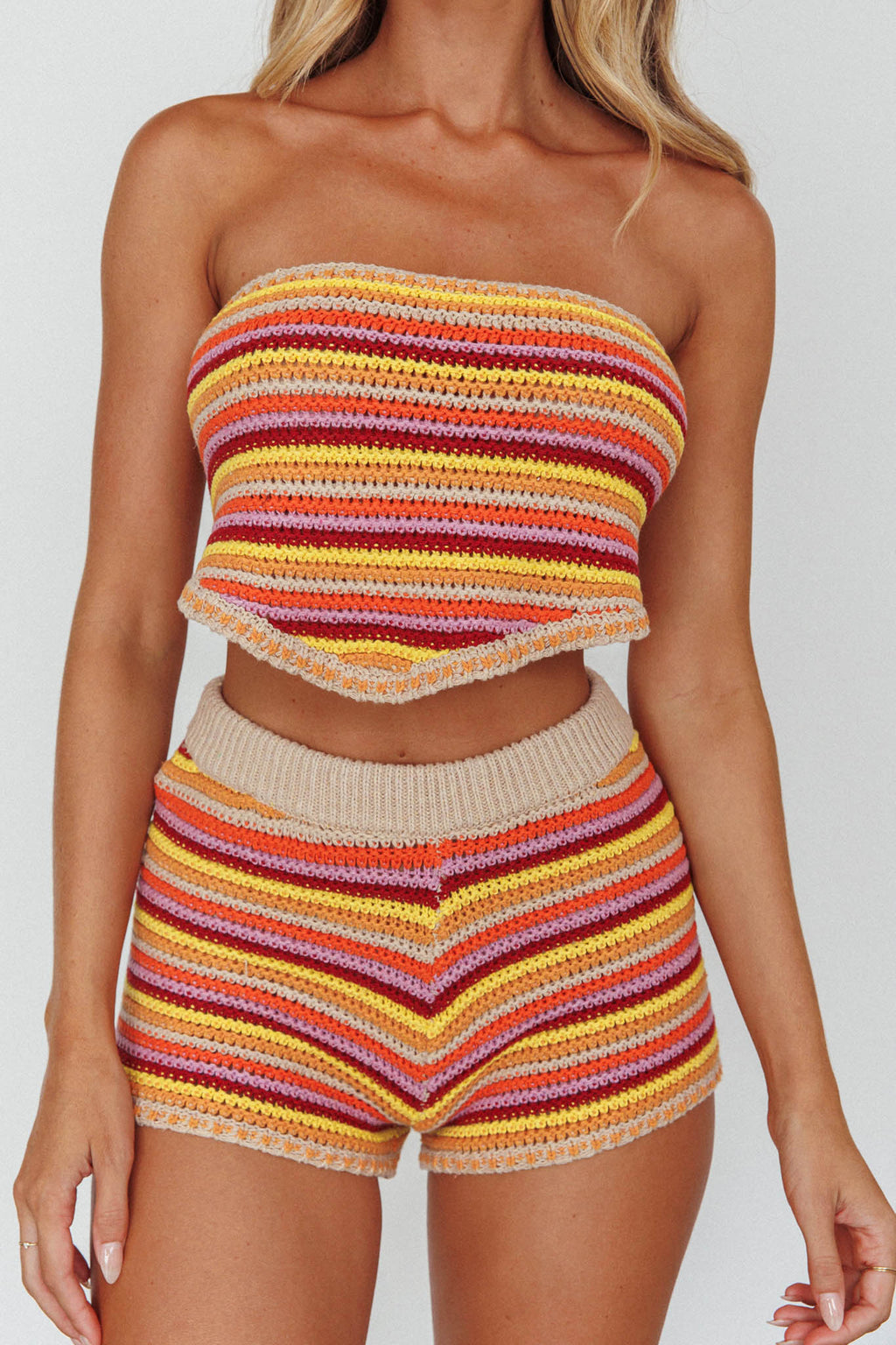 Pacific Strapless Knit Crop Top Tangerine Mixed by Selfie Leslie Australia