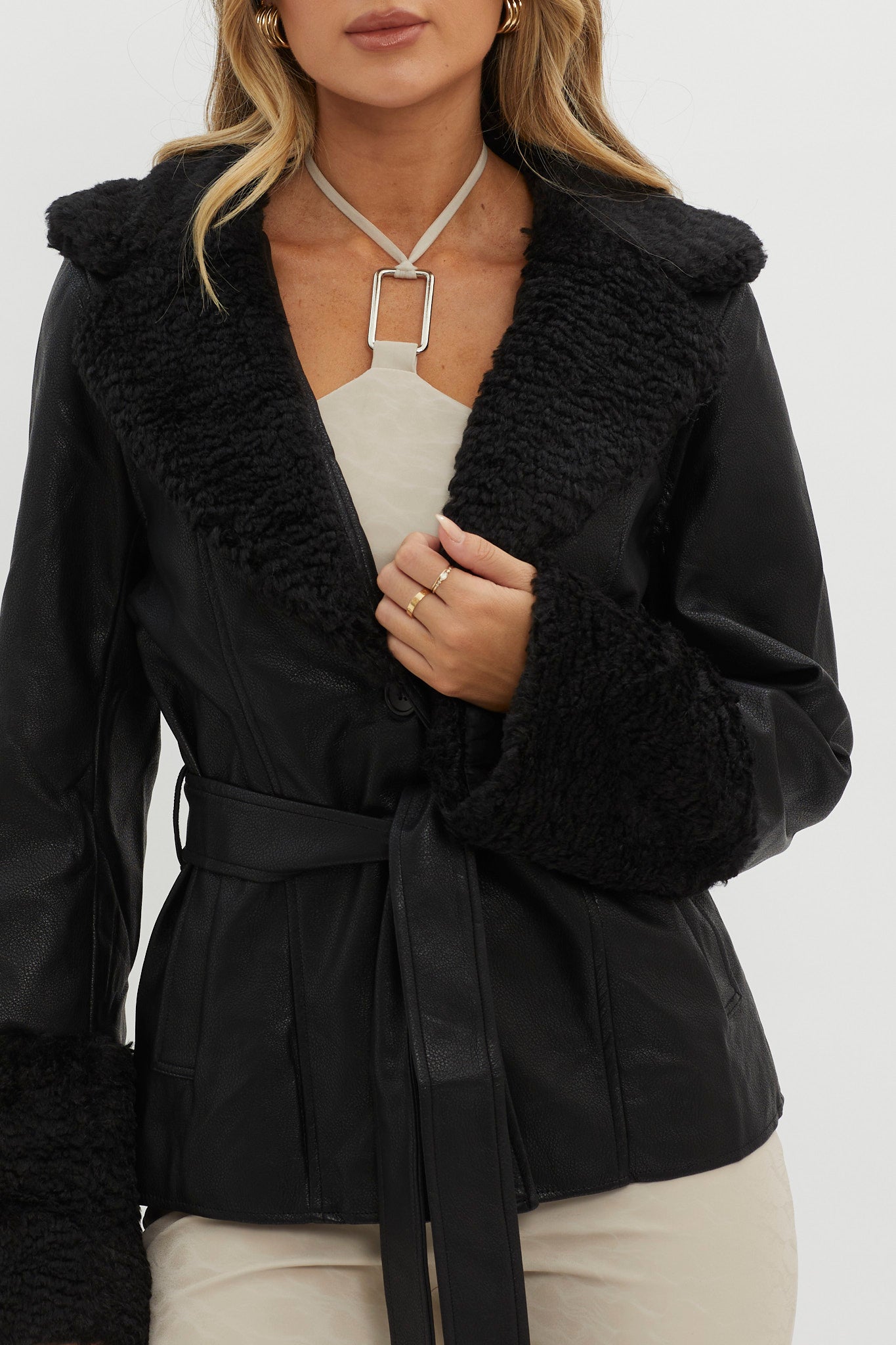 Fireside Teddy Lapel Jacket Black by Selfie Leslie Australia