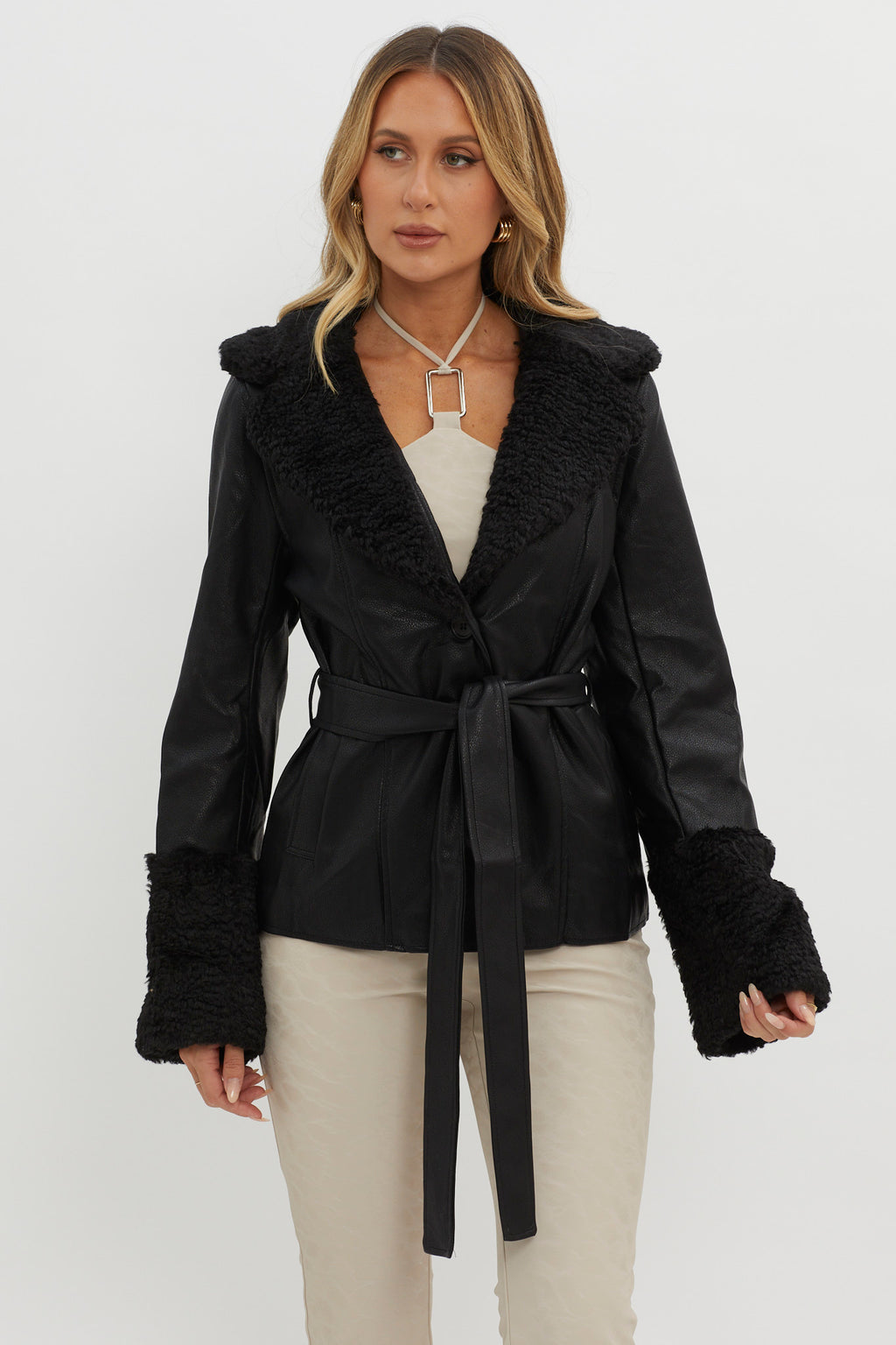 Fireside Teddy Lapel Jacket Black by Selfie Leslie Australia